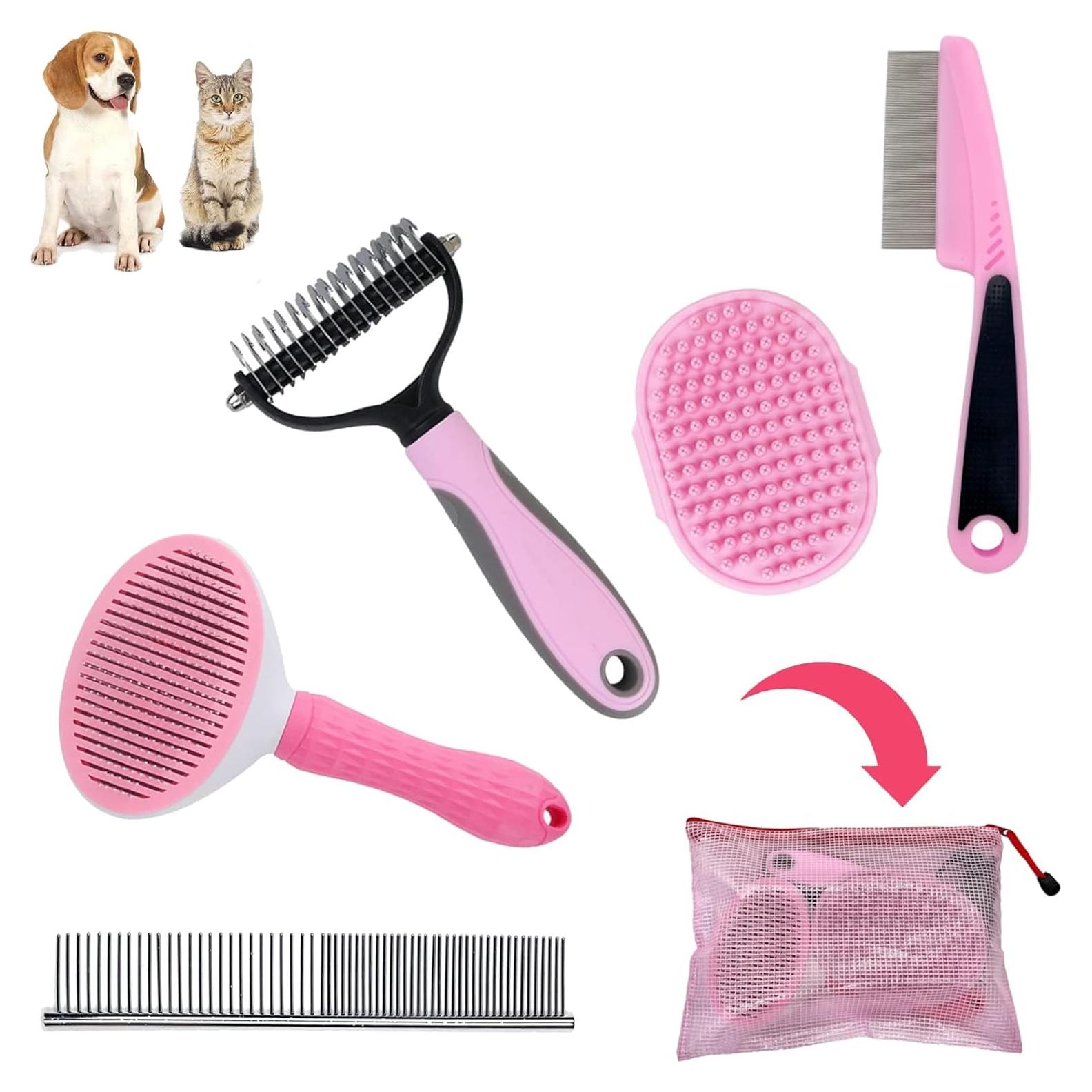 Kit de Aseo para Mascotas MASTER QUEEN - 5 Herramientas Rosa