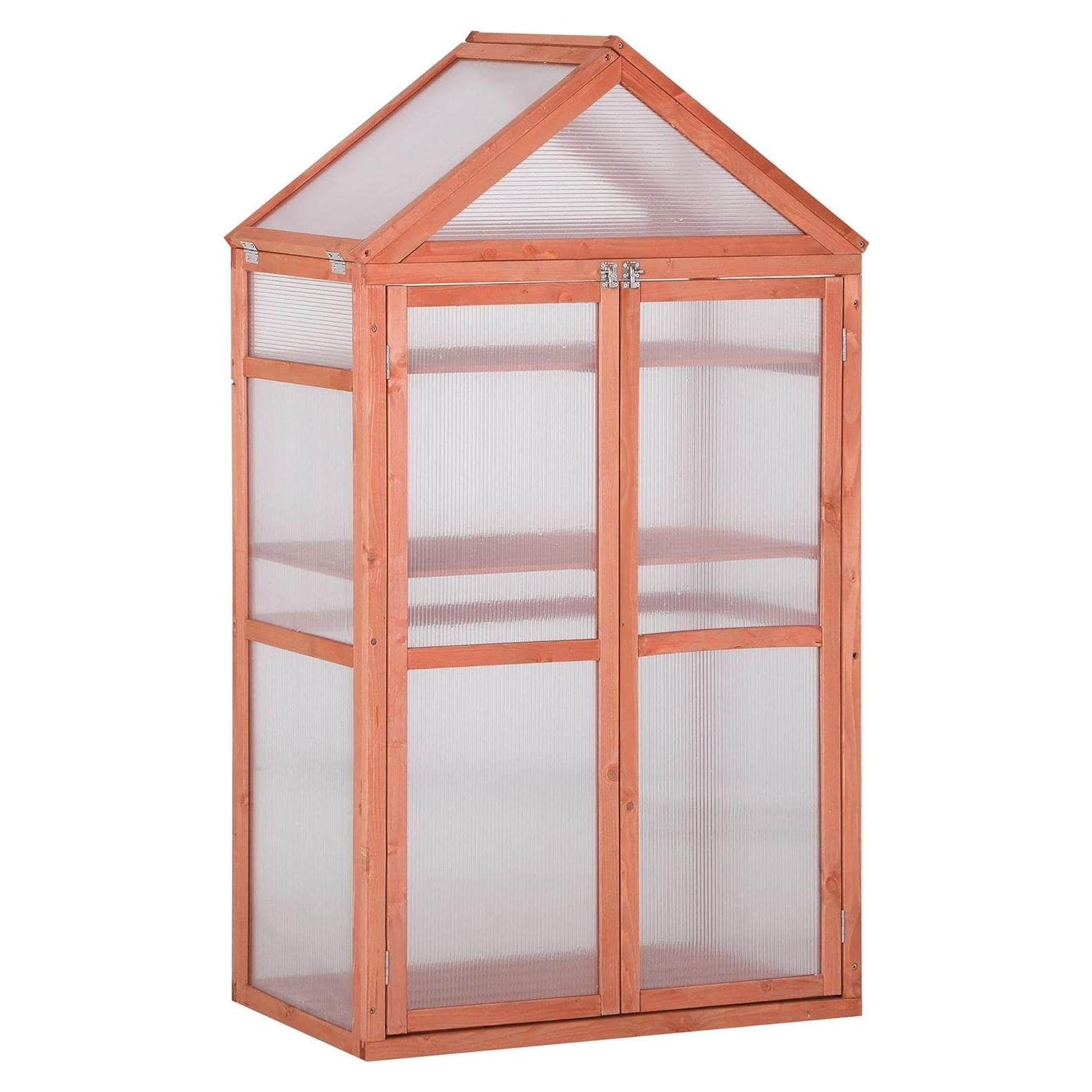Invernadero de Madera Outsunny 80 cm x 46 cm x 138 cm Naranja