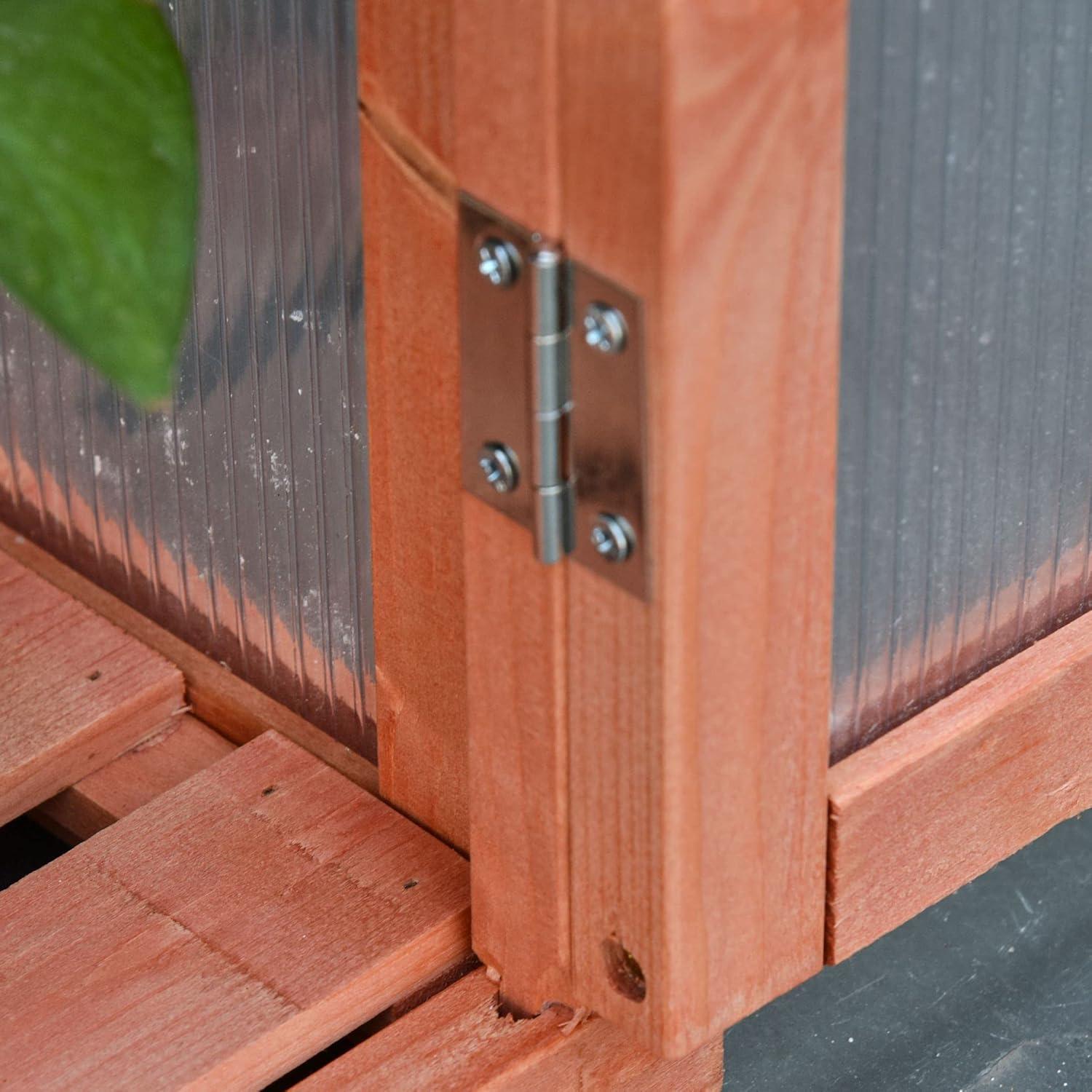 Invernadero de Madera Outsunny 80 cm x 46 cm x 138 cm Naranja