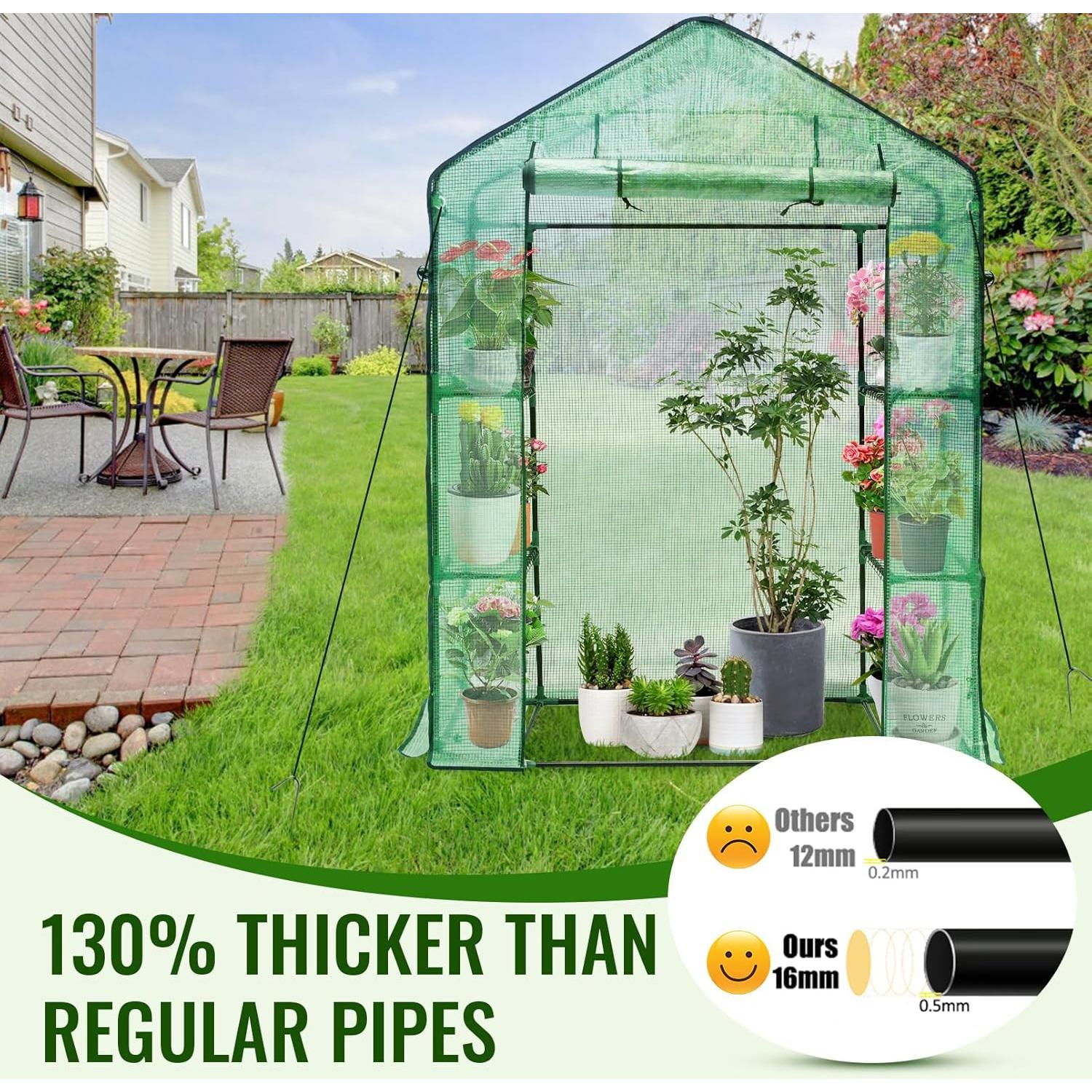 Invernadero Greengro 71x144x193 cm, 3 Niveles, Cubierta PE