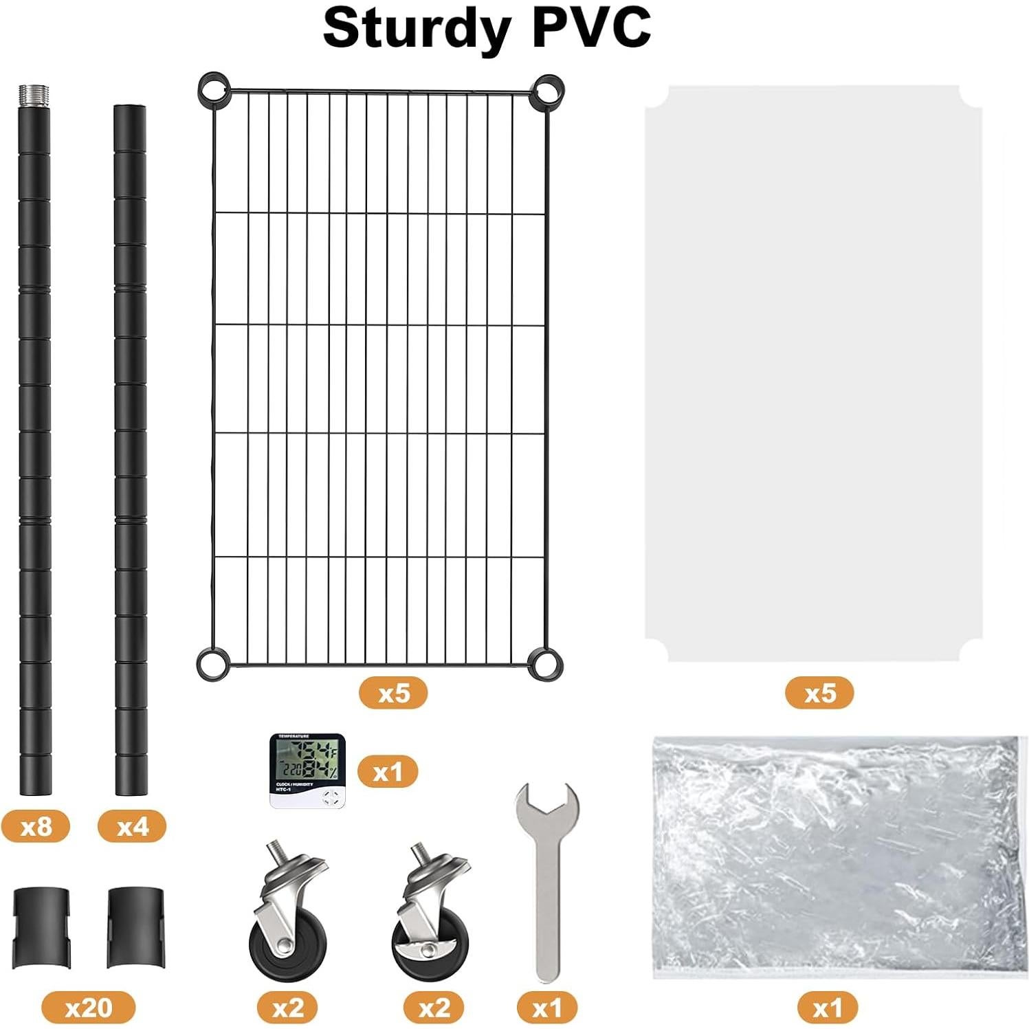 Invernadero portátil 5 estantes Sagrynfp 155.9 cm PVC metal
