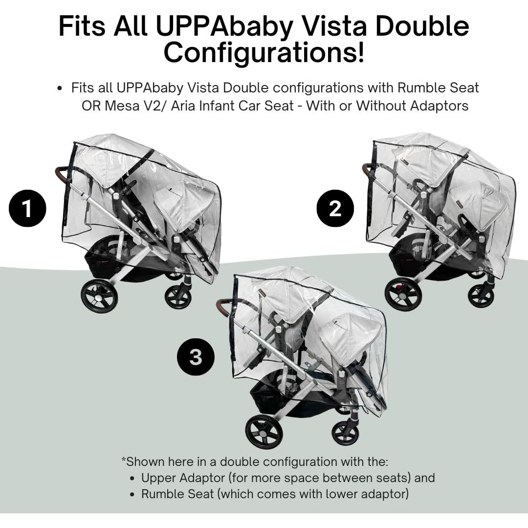 Funda de Lluvia y Viento SASHA para Cochecito Doble UPPAbaby Vista V2/V3
