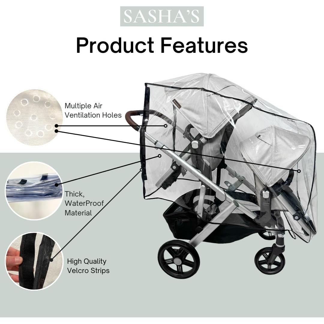 Funda de Lluvia y Viento SASHA para Cochecito Doble UPPAbaby Vista V2/V3