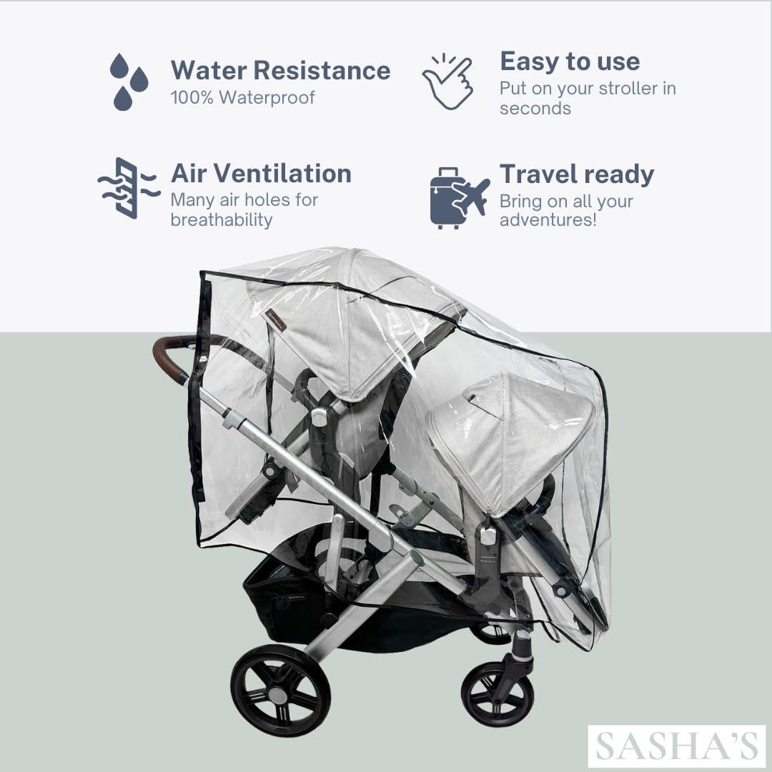 Funda de Lluvia y Viento SASHA para Cochecito Doble UPPAbaby Vista V2/V3