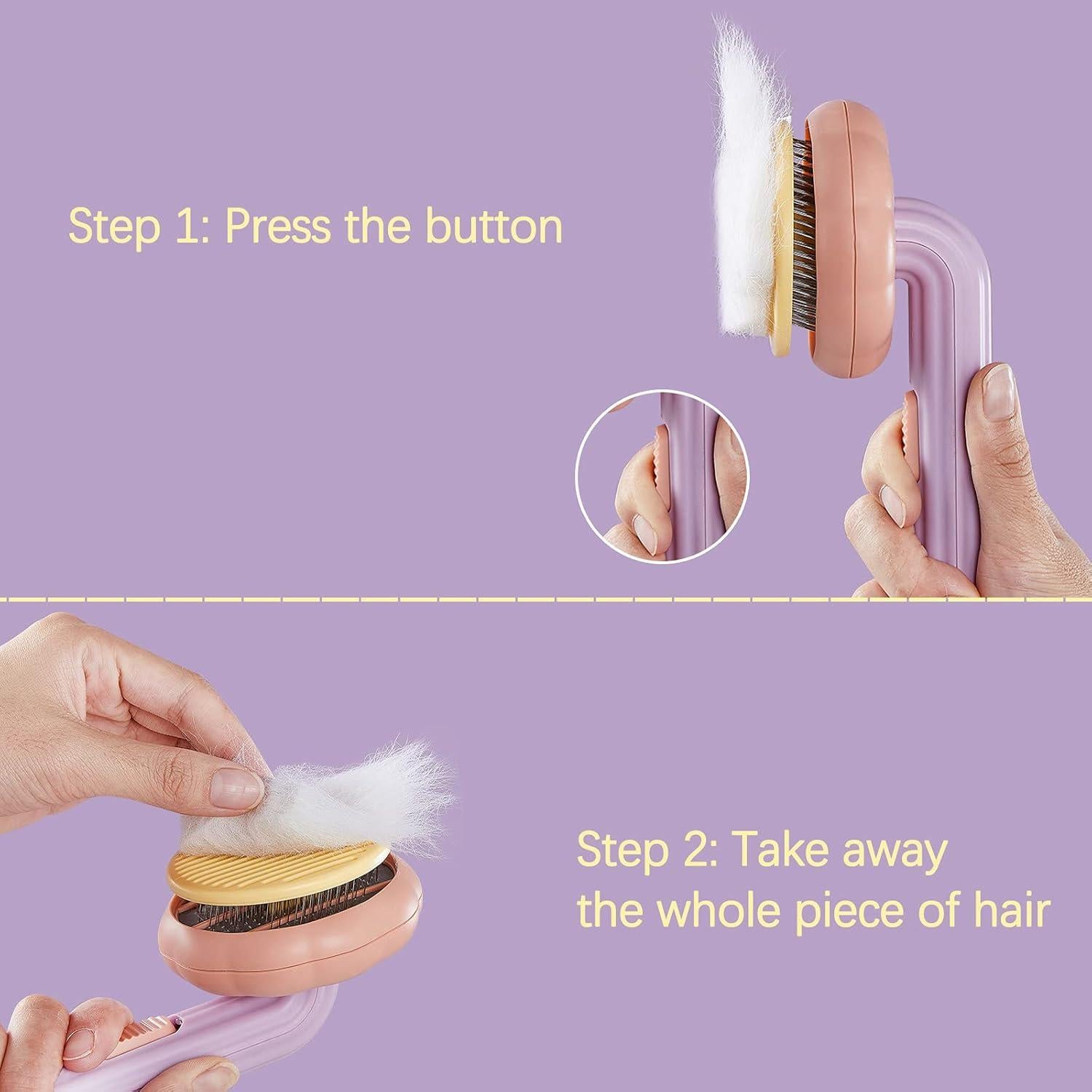 Cepillo de Aseo Autolimpiante para Gatos y Perros - Naranja/Rosa