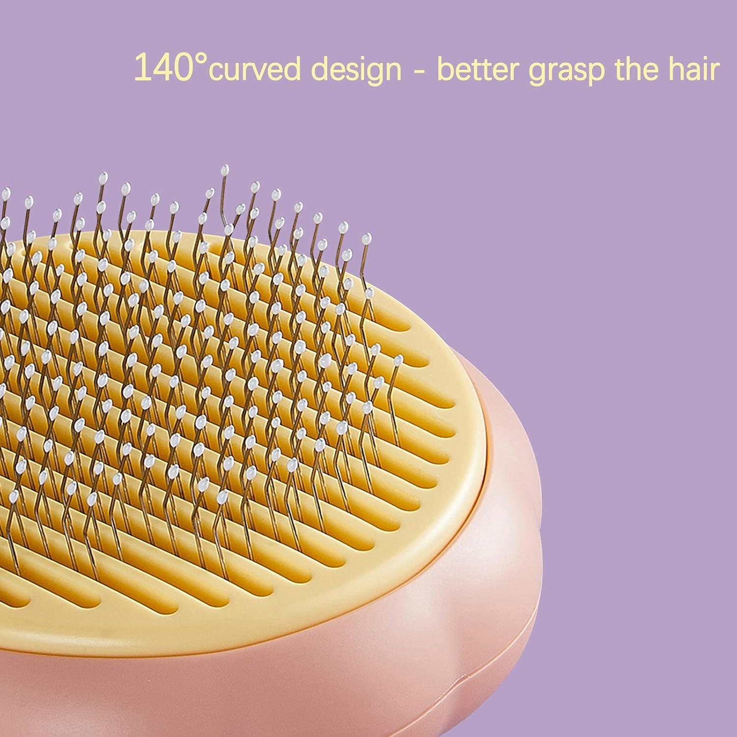 Cepillo de Aseo Autolimpiante para Gatos y Perros - Naranja/Rosa