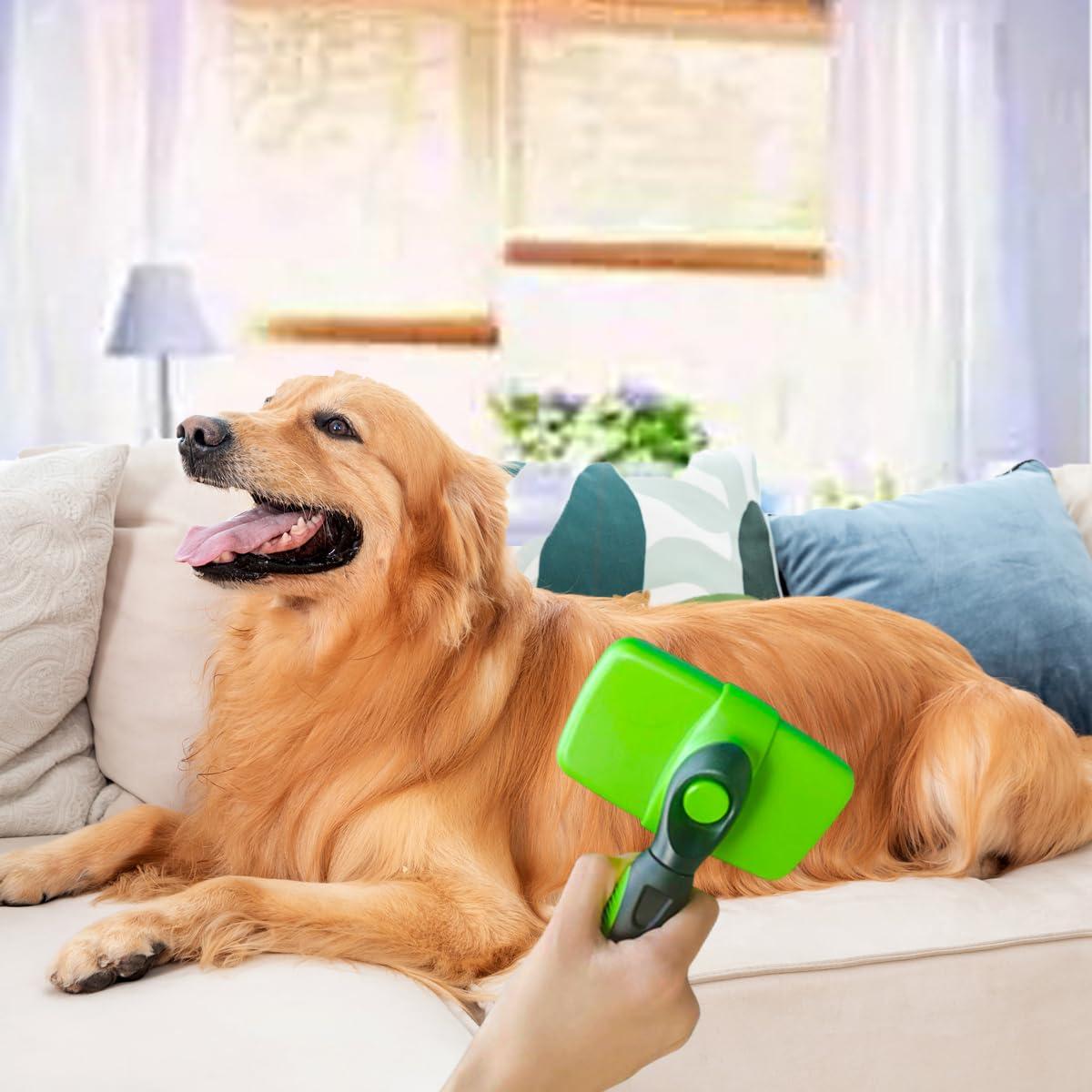 Cepillo Slicker Autolimpiante para Mascotas Honestsea Verde