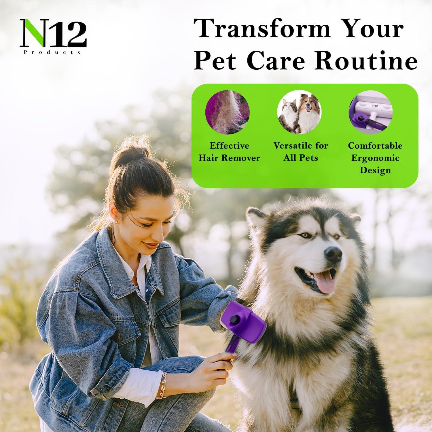 Combo Quitapelusas N12 - Rodillo y Cepillo Autolimpiante para Mascotas