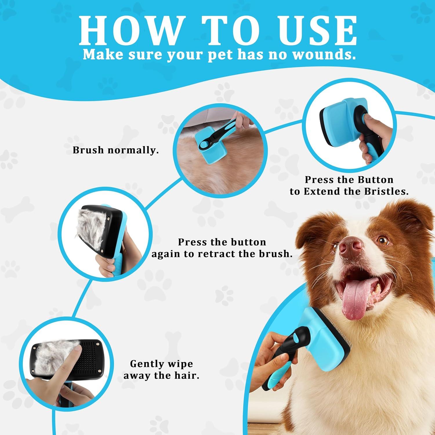 Cepillo Autolimpiante para Mascotas QianRuiDa Azul 26x15cm