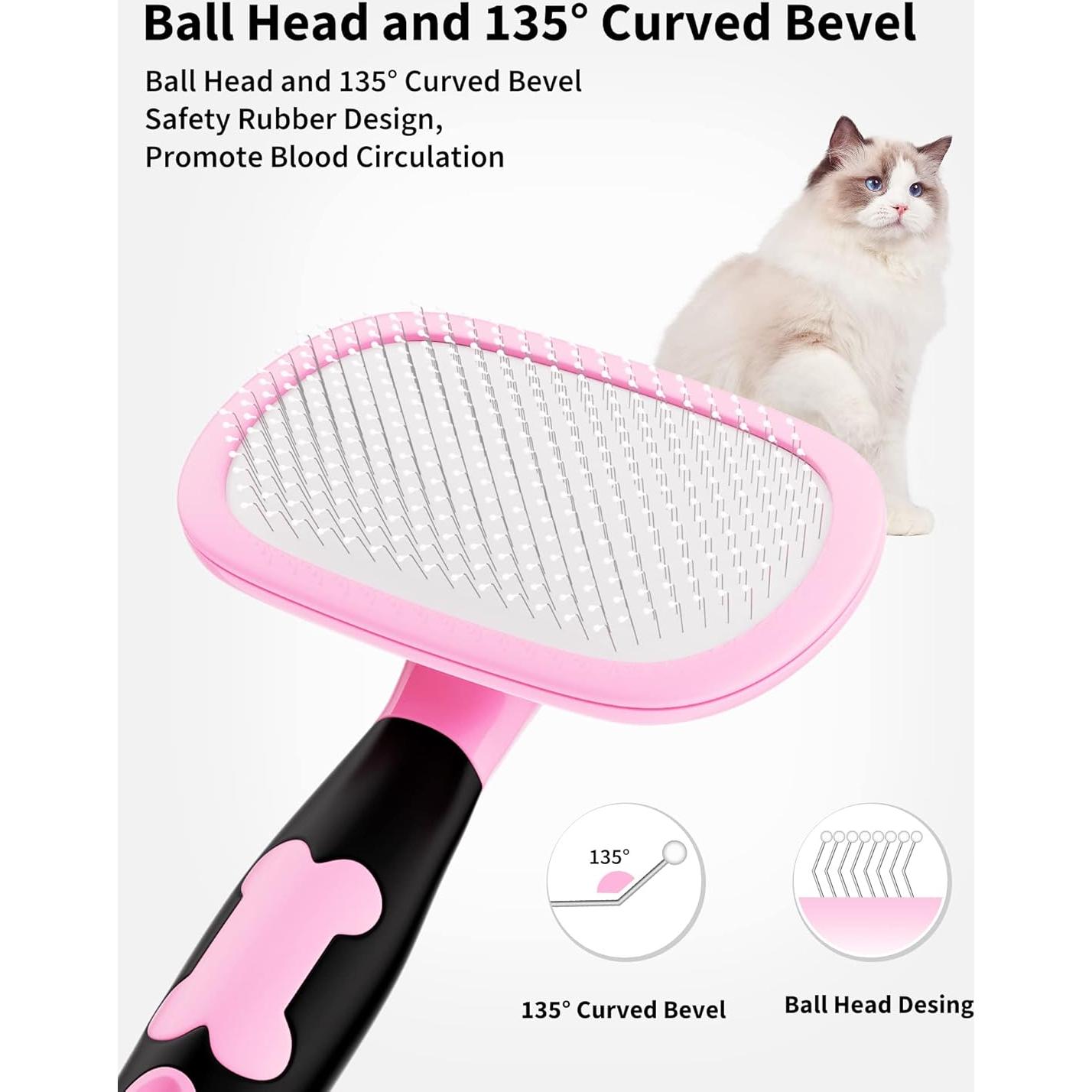 Cepillo Deshedding para Perros y Gatos Glendan Rosa 20x12 cm