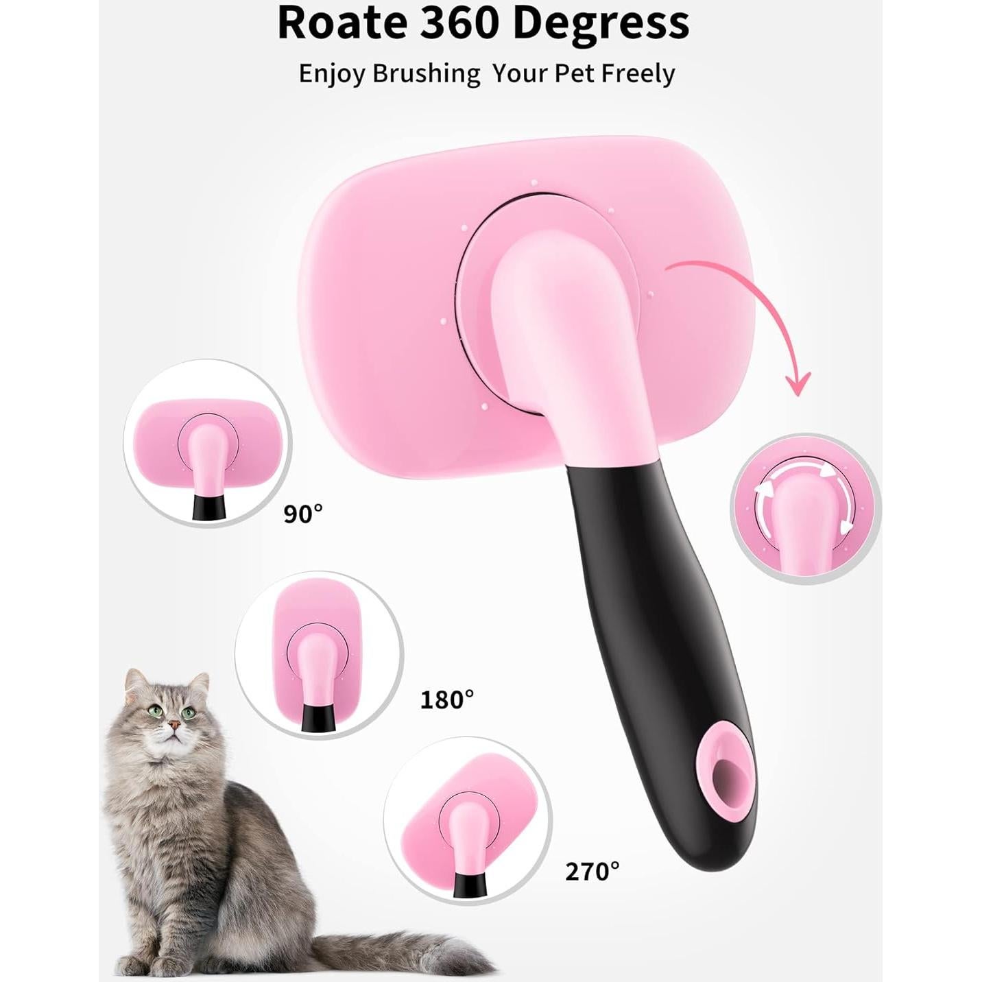 Cepillo Deshedding para Perros y Gatos Glendan Rosa 20x12 cm