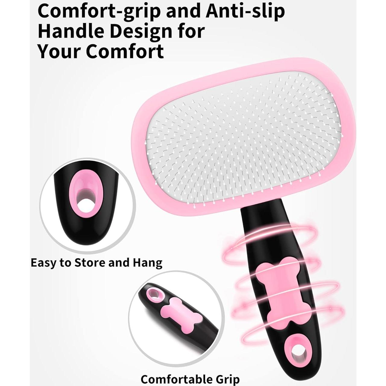 Cepillo Deshedding para Perros y Gatos Glendan Rosa 20x12 cm