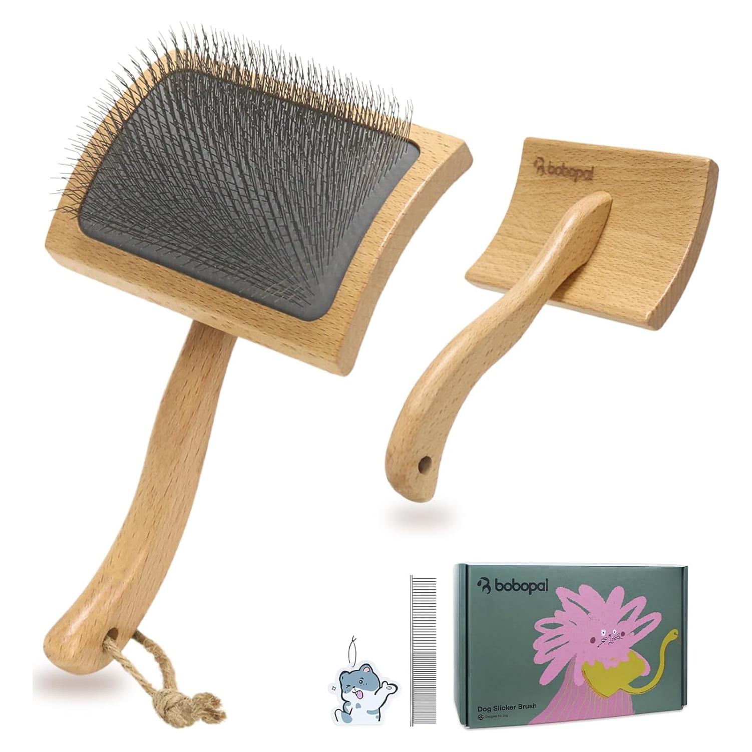 Cepillo Slicker para Perros Bobopal L - Madera de Haya, Ergonomía