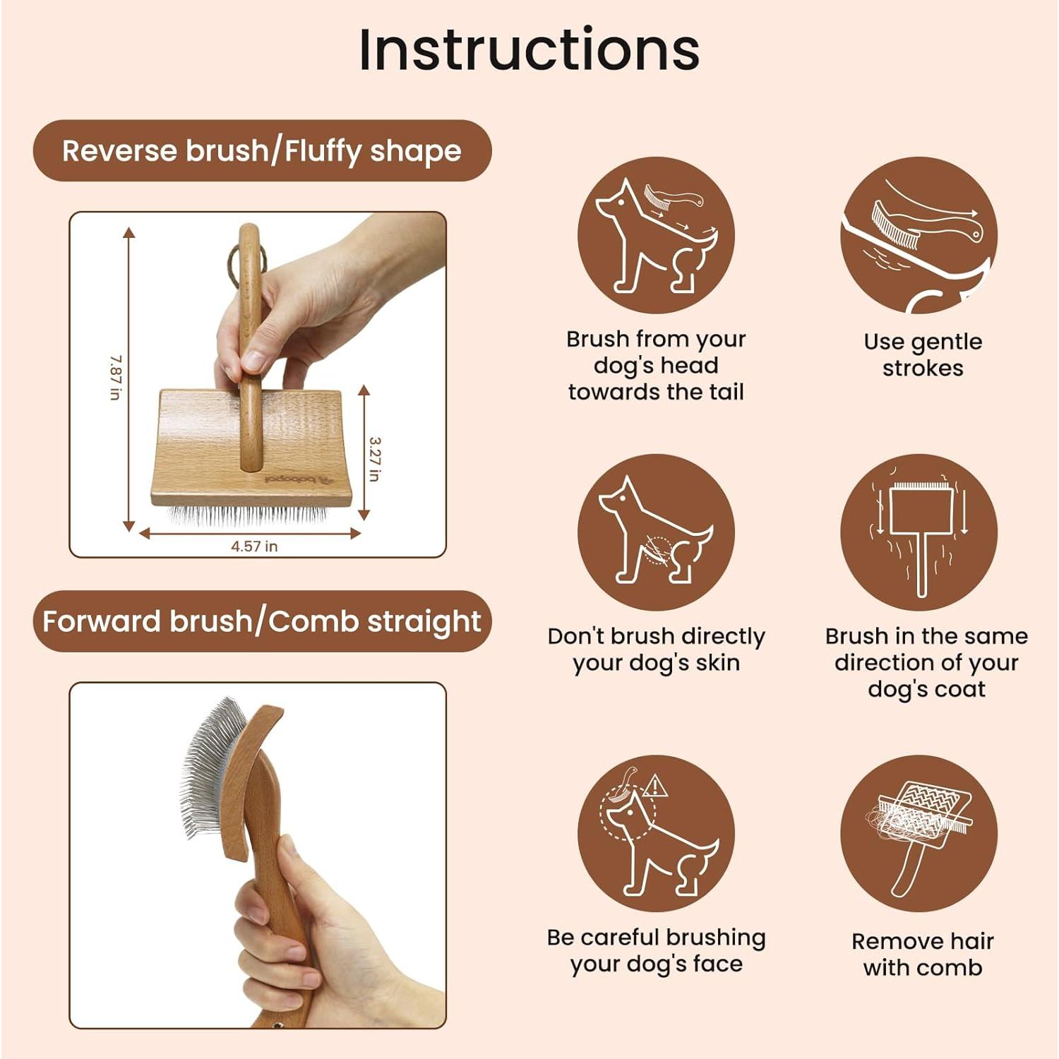 Cepillo Slicker para Perros Bobopal L - Madera de Haya, Ergonomía