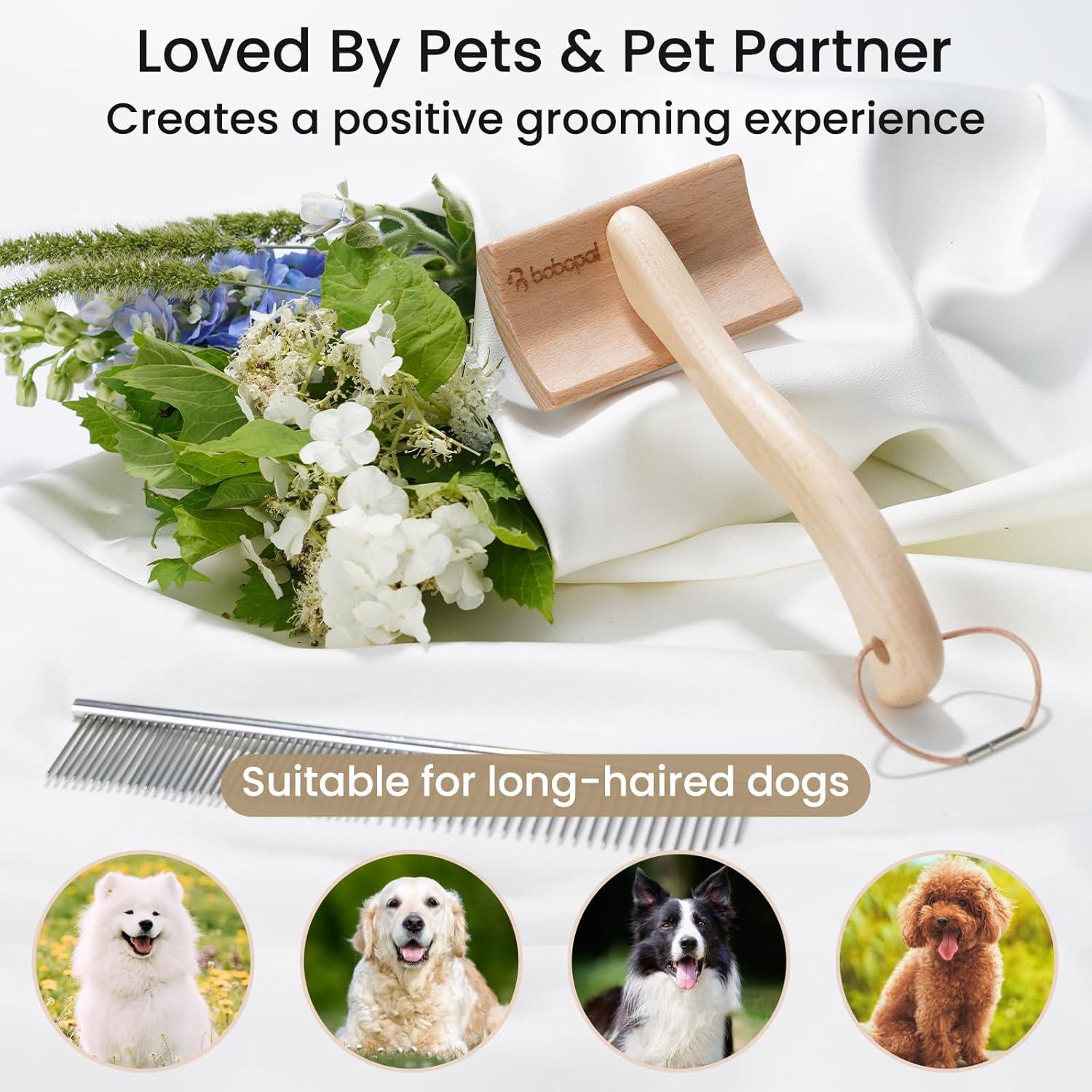 Cepillo Slicker para Perros Bobopal L - Madera de Haya, Ergonomía