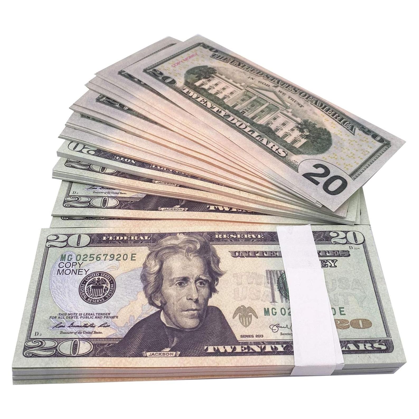 Ficheny Dinero Falso Juguete 100 PCS para Niños y Fiestas