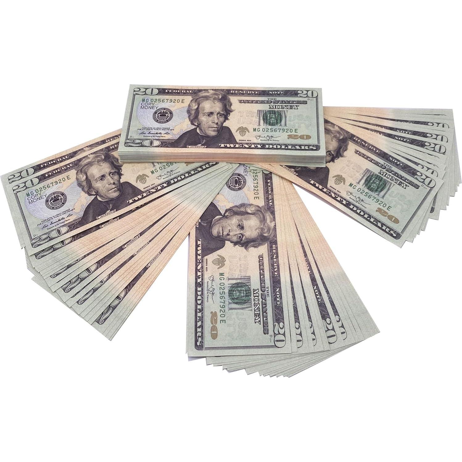 Ficheny Dinero Falso Juguete 100 PCS para Niños y Fiestas