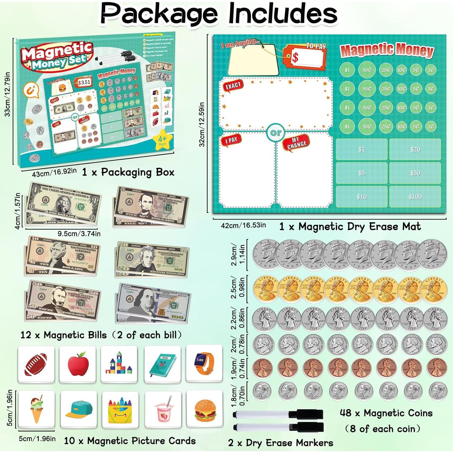 Dinero Magnético Distasio para Niños - 73 Piezas Educativas