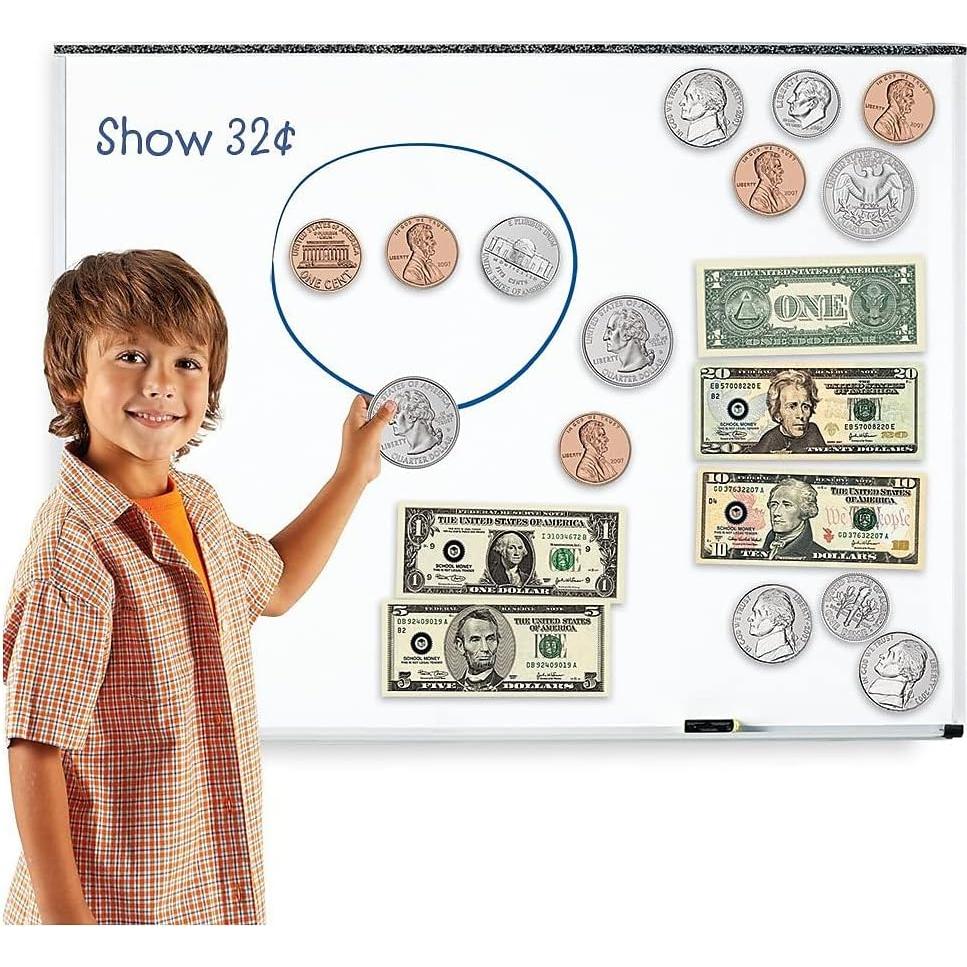 Juego de Dinero Magnético Doble Cara 45 Piezas Recursos de Aprendizaje