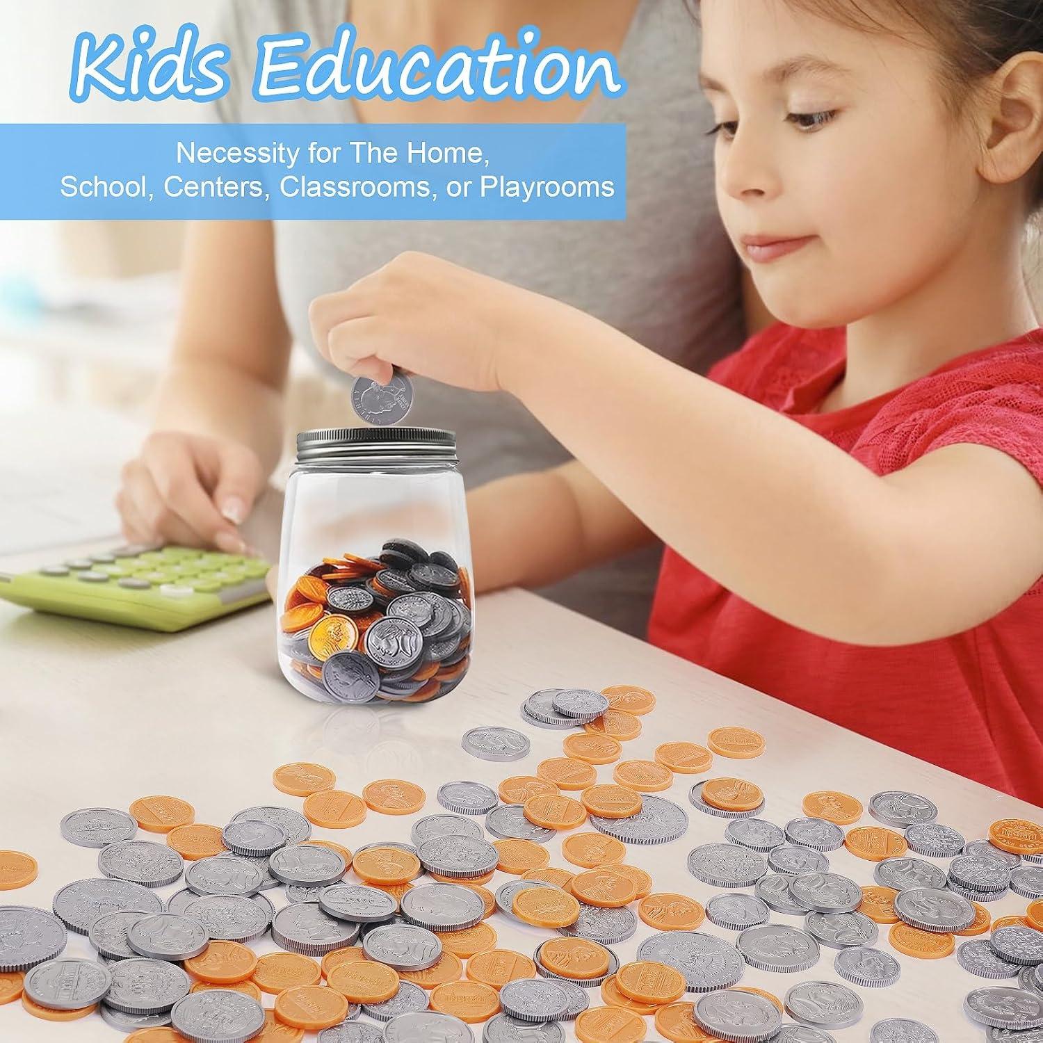 Set de 250 Monedas de Juguete Mczxon con Tarro para Niños