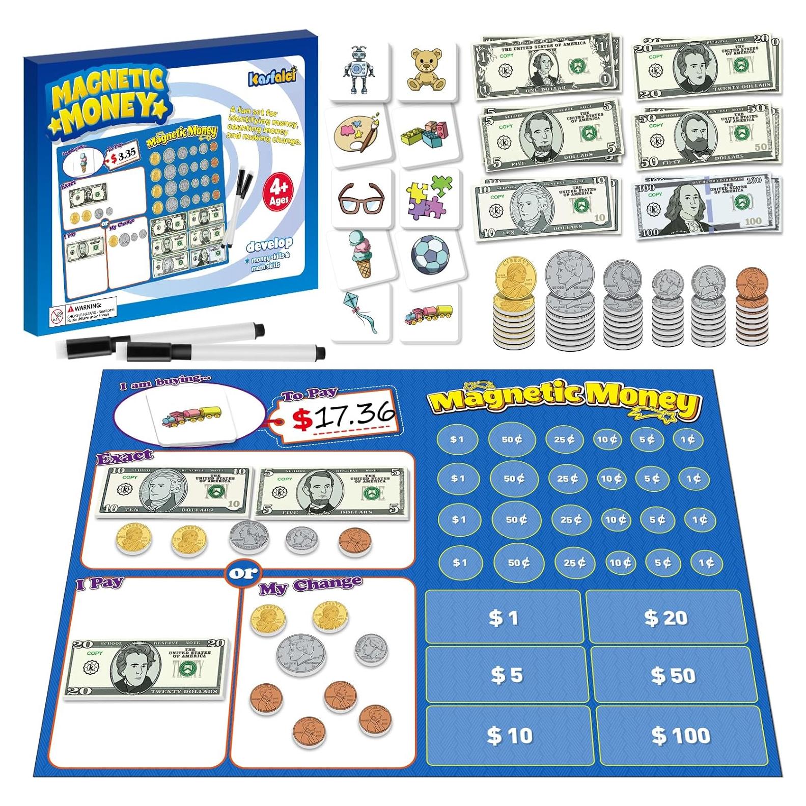 Juego de Dinero Magnético para Niños 60 Piezas Educativo