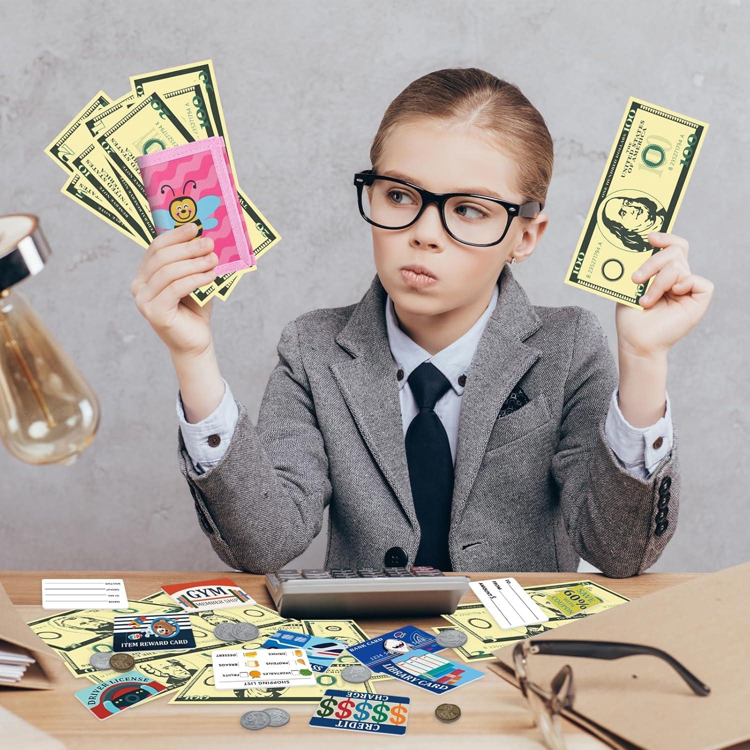 Cartera de Juego DEEKI con Monedas y Billetes Falsos 37 Piezas