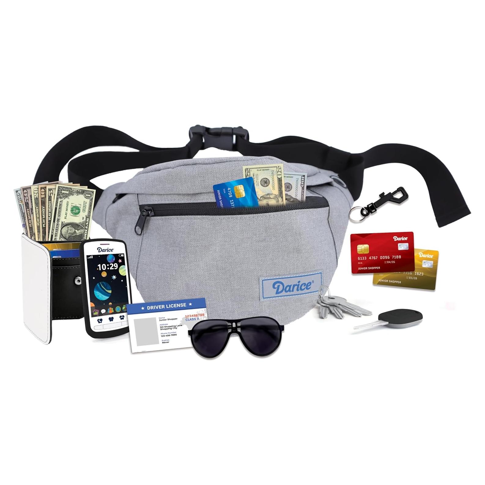 Conjunto de Juego de Imaginación Darice para Niños - Cartera de Cintura con Dinero, Teléfono y Accesorios