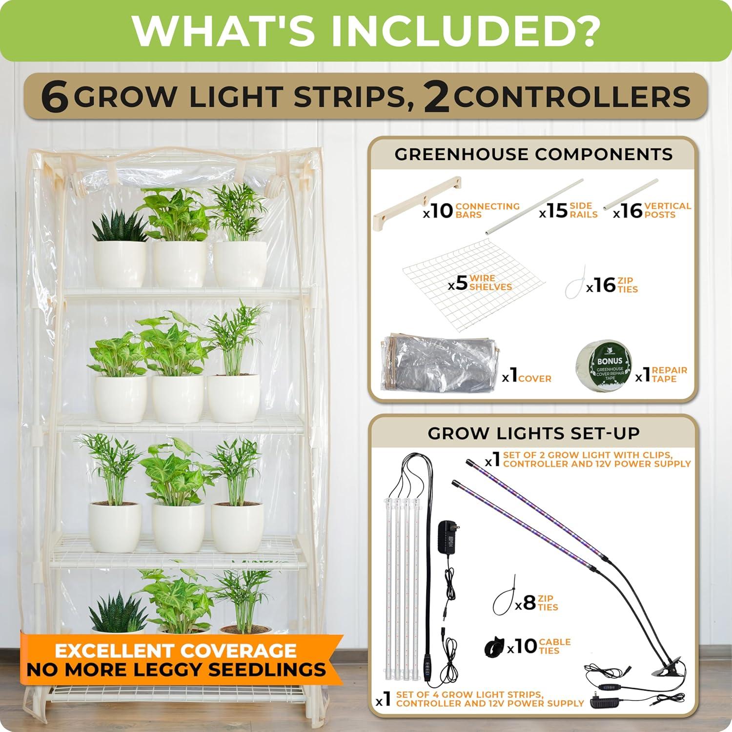 Invernadero Interior Carpathen 4 Niveles con Luz LED 15W