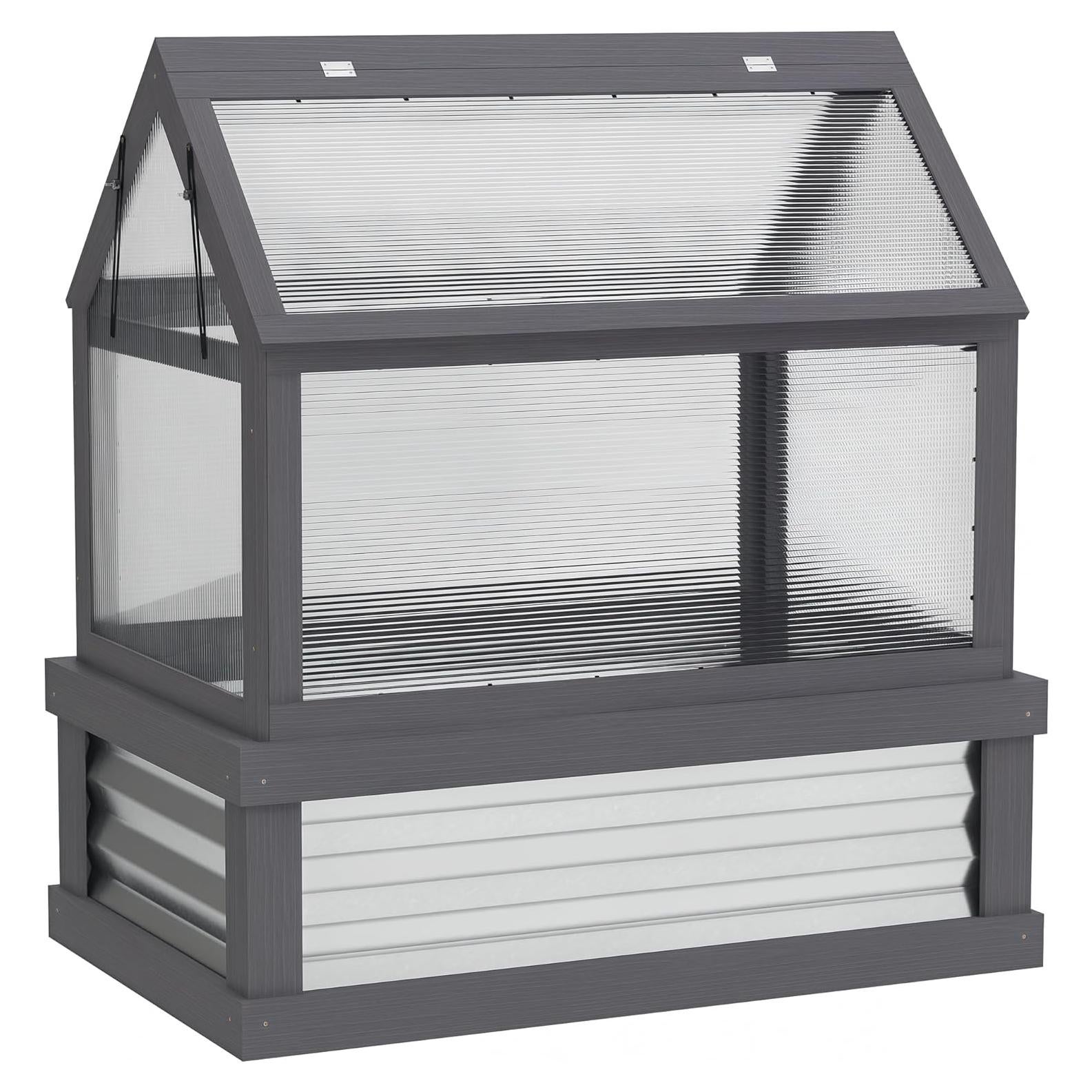 Huerto Elevado con Invernadero Outsunny 90x57 cm Gris