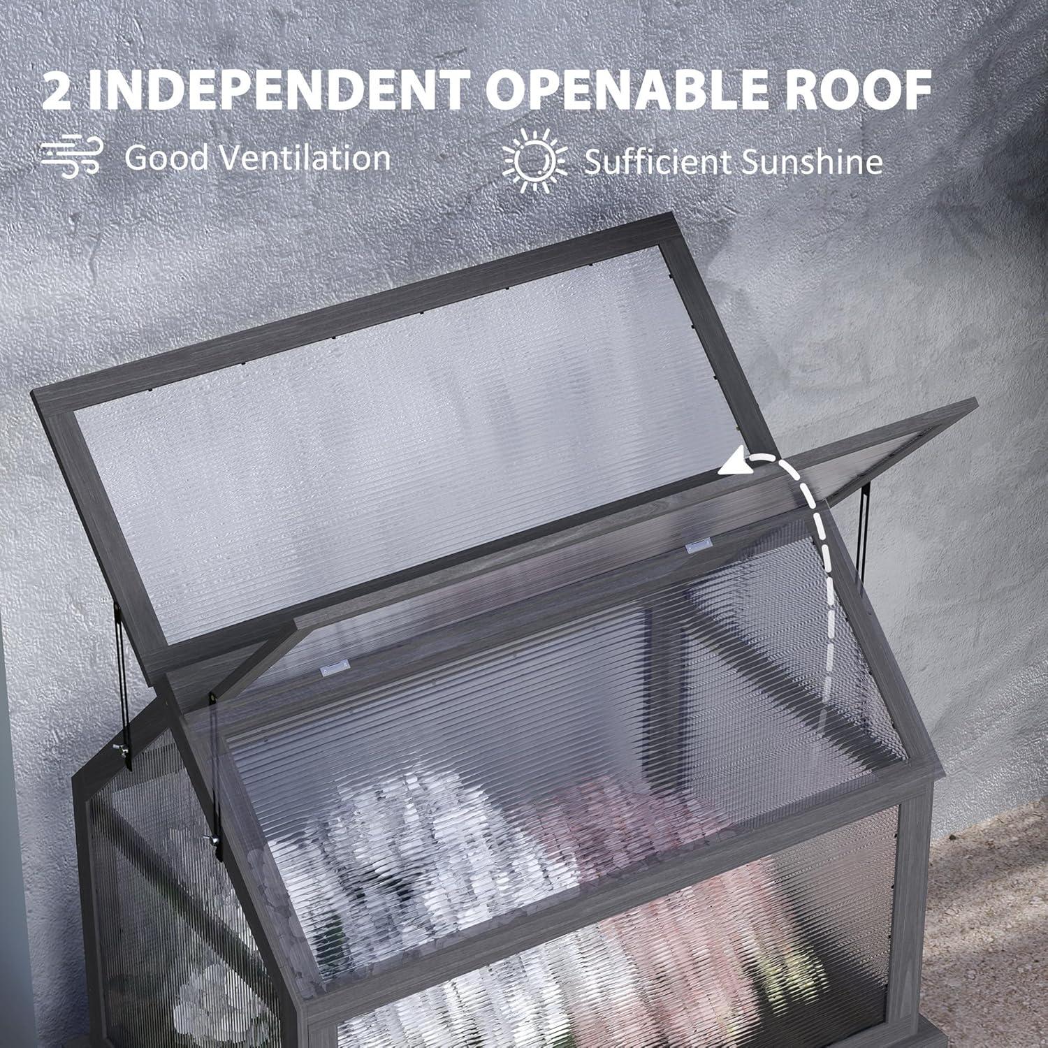 Huerto Elevado con Invernadero Outsunny 90x57 cm Gris