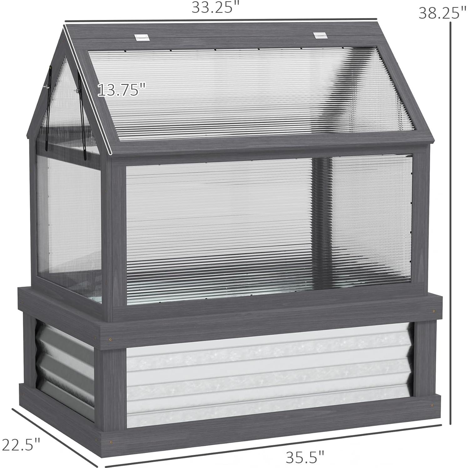 Huerto Elevado con Invernadero Outsunny 90x57 cm Gris