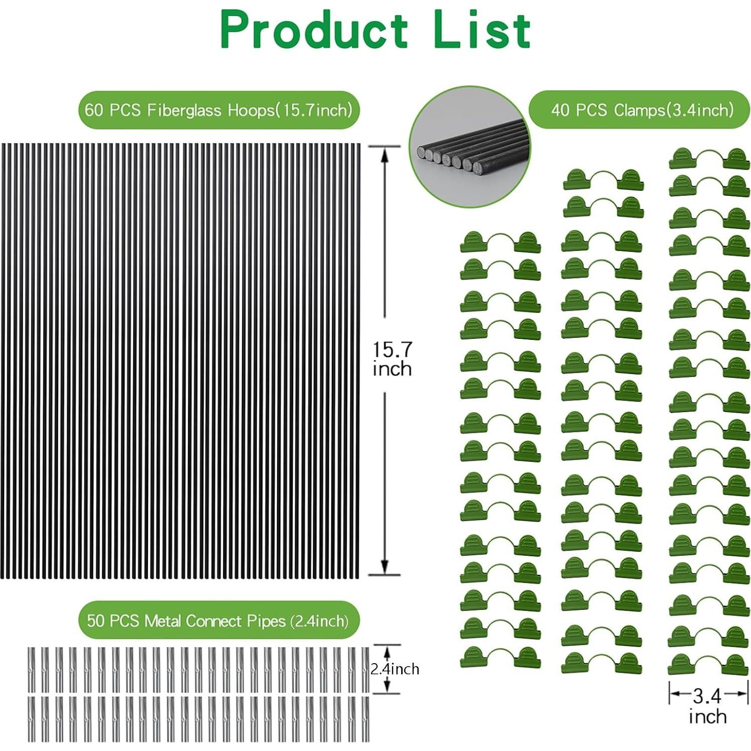 Túnel de Crecimiento Xuwzenkl 12 Juegos Arcos 2.13m Jardín