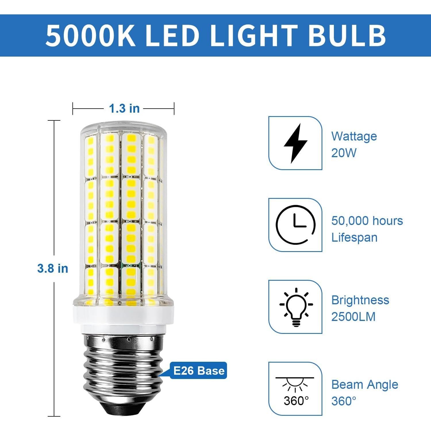 Bombilla LED YAT 20W 2500 lúmenes 5000K blanco frío 4 unidades