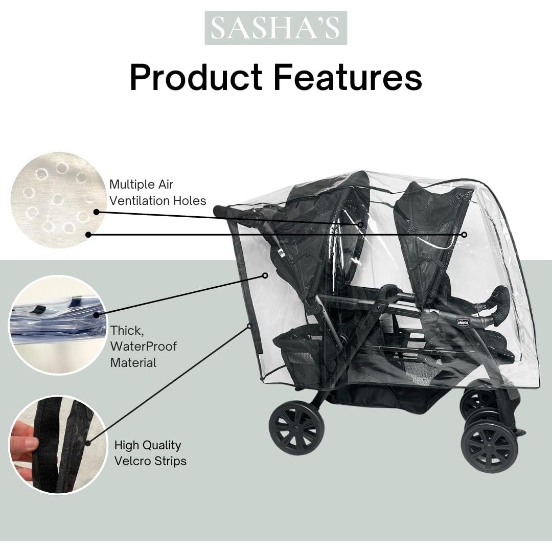 Cubierta de Lluvia y Viento Sasha para Carriola Doble Chicco