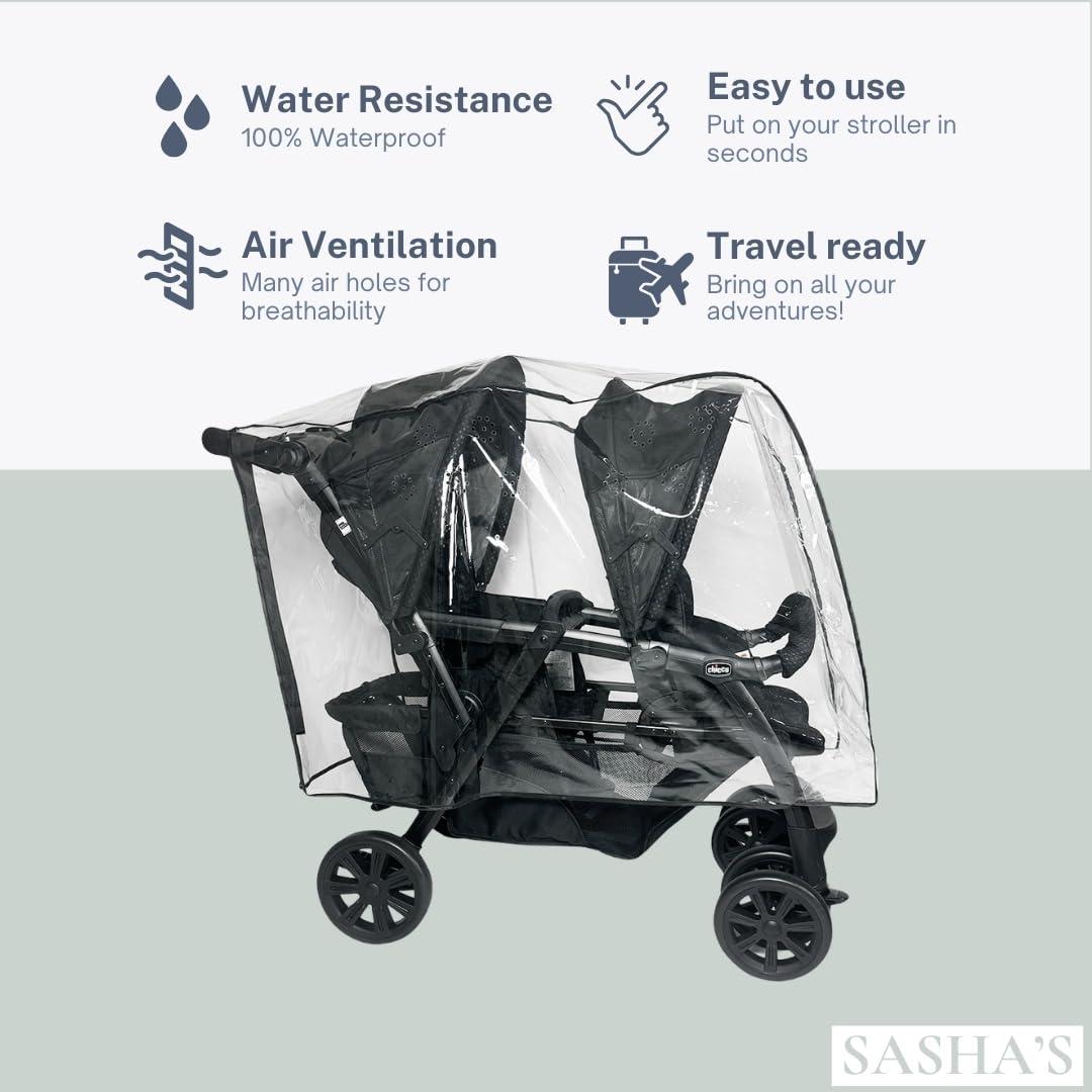Cubierta de Lluvia y Viento Sasha para Carriola Doble Chicco
