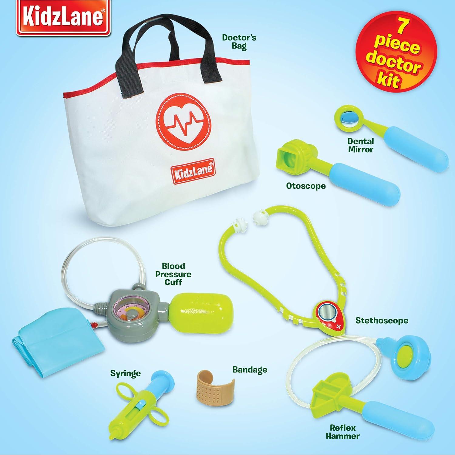 Kidzlane Kit de Doctor para Niños 3-5 Años - 7 Piezas con Estetoscopio
