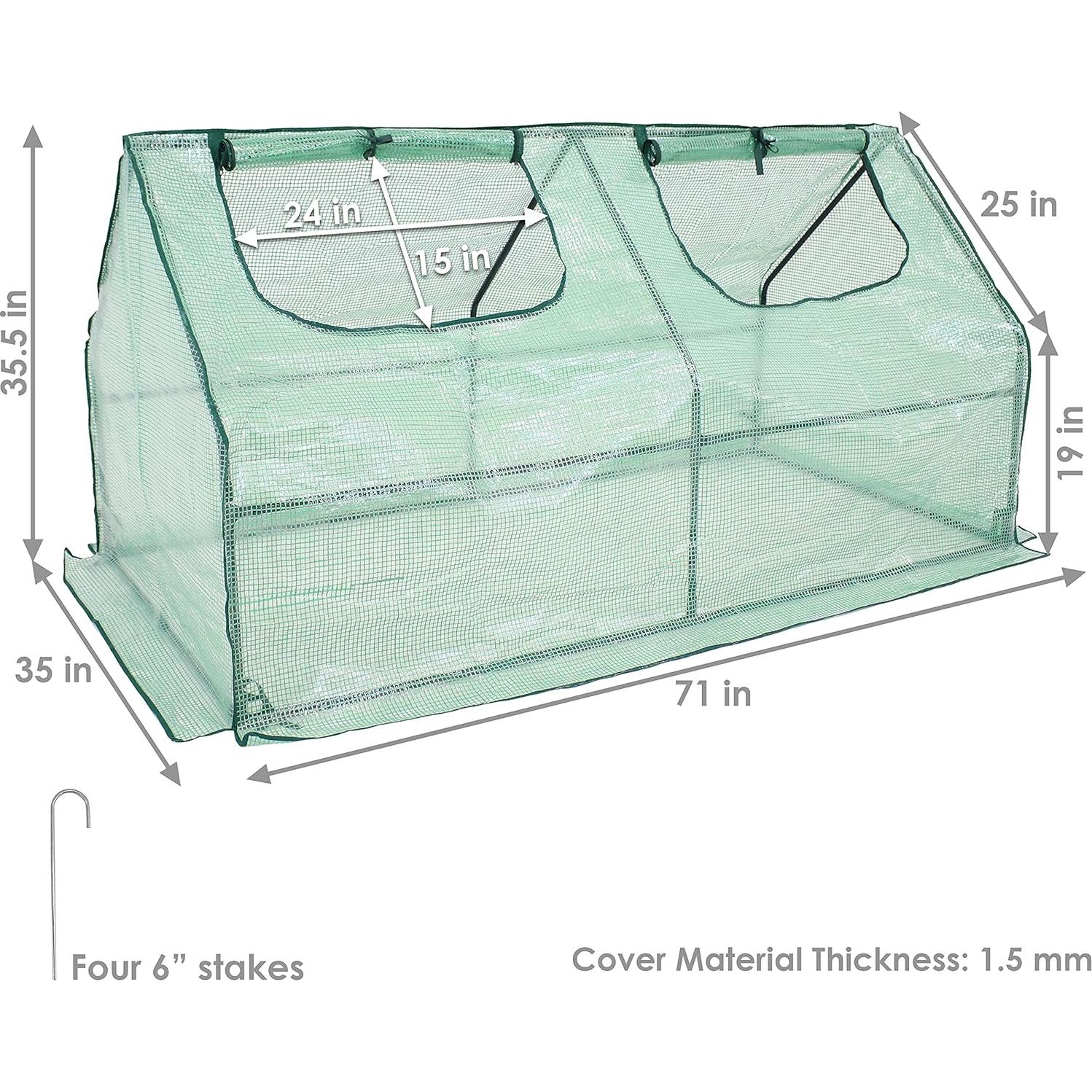 Invernadero Mini Cloche Portátil Sunnydaze 180x89 cm 2 Puertas