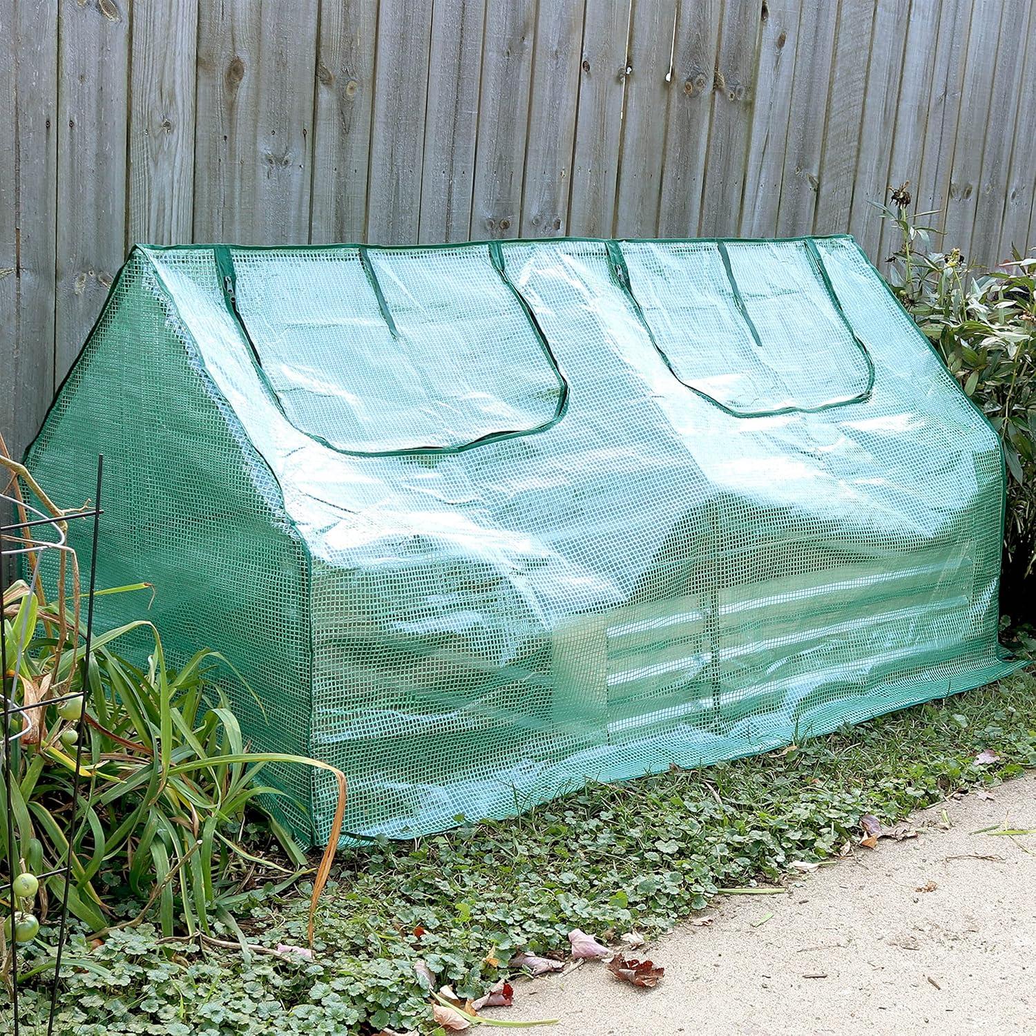 Invernadero Mini Cloche Portátil Sunnydaze 180x89 cm 2 Puertas