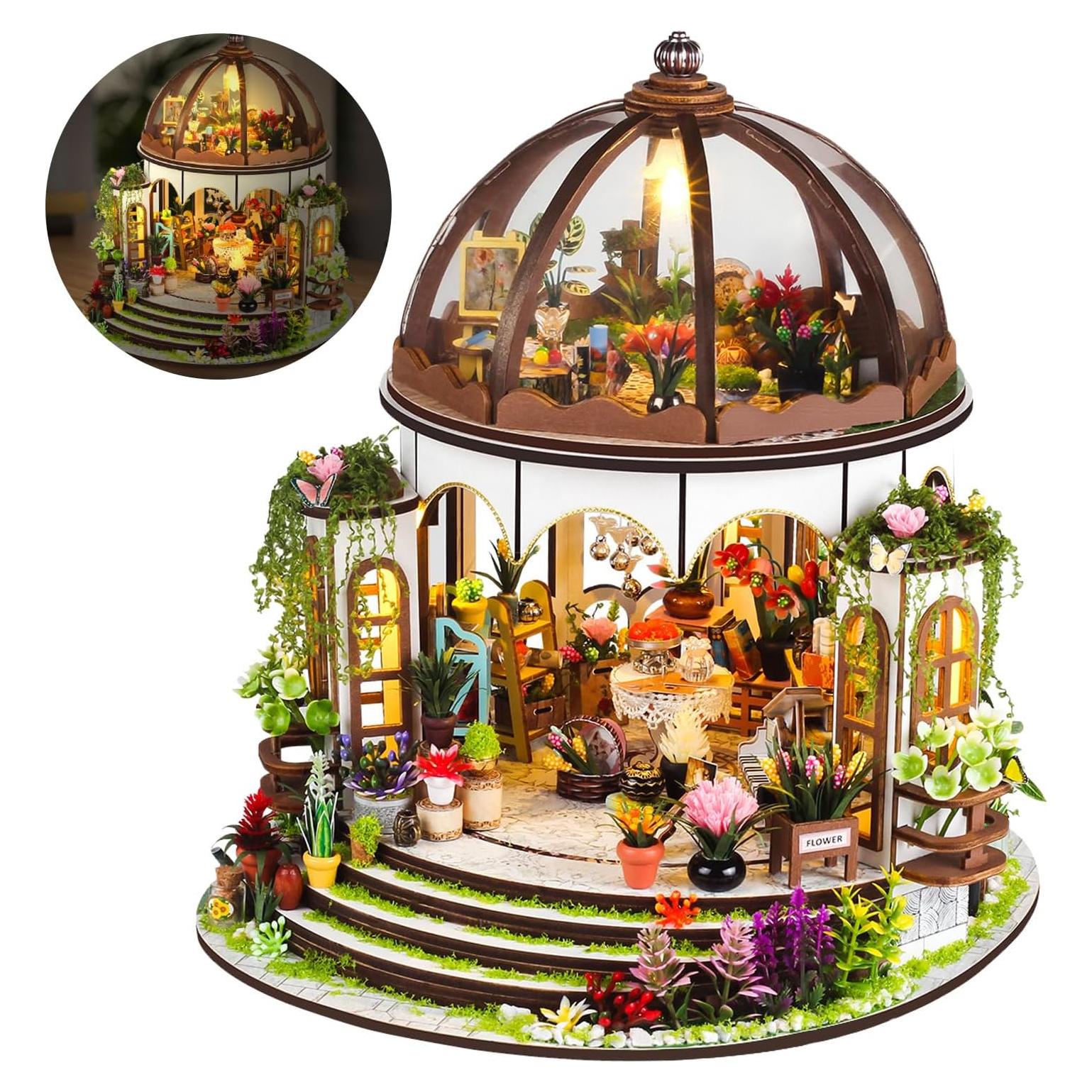 Kit Casa en Miniatura DIY Taimimy Invernadero con LED 1:24