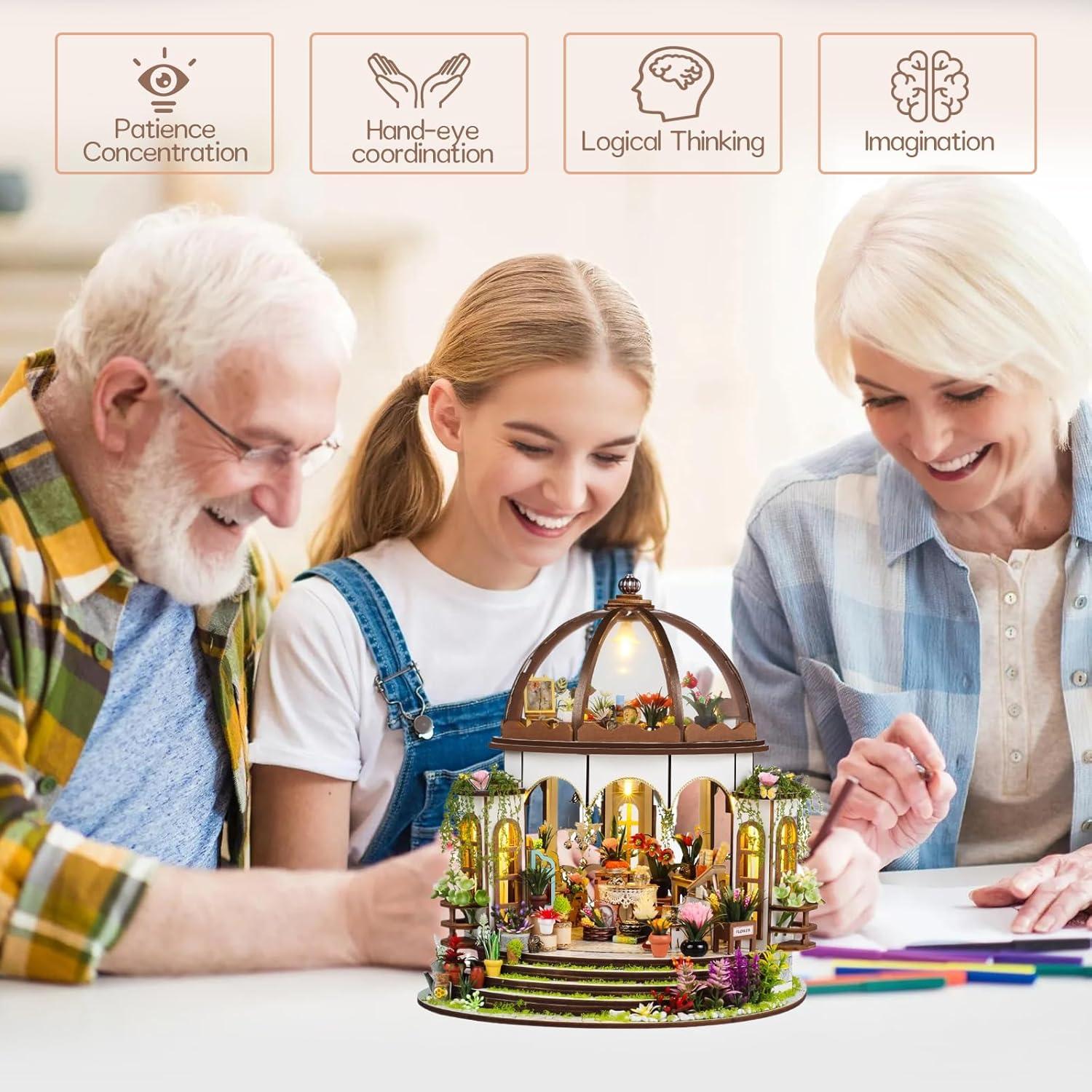 Kit Casa en Miniatura DIY Taimimy Invernadero con LED 1:24