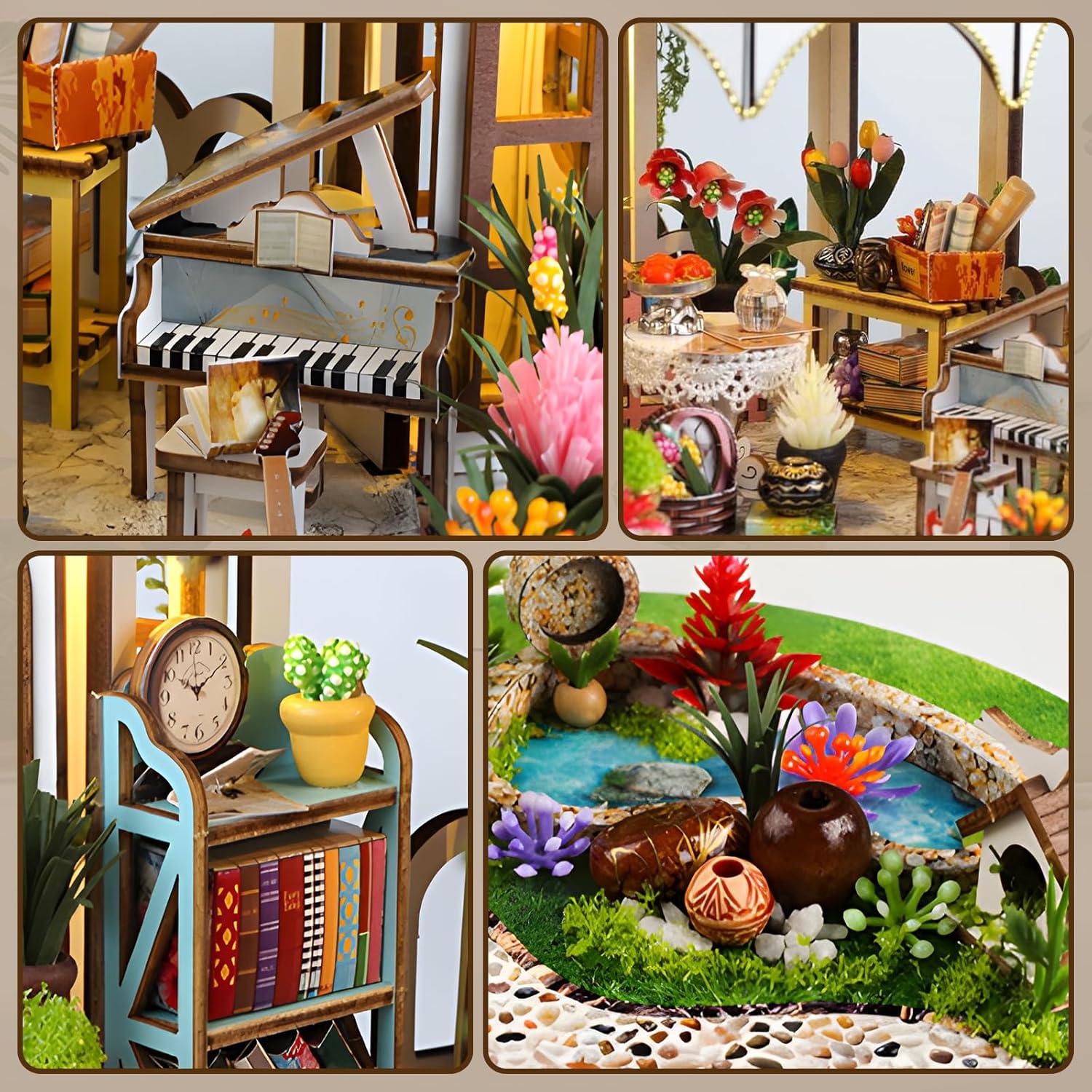 Kit Casa en Miniatura DIY Taimimy Invernadero con LED 1:24