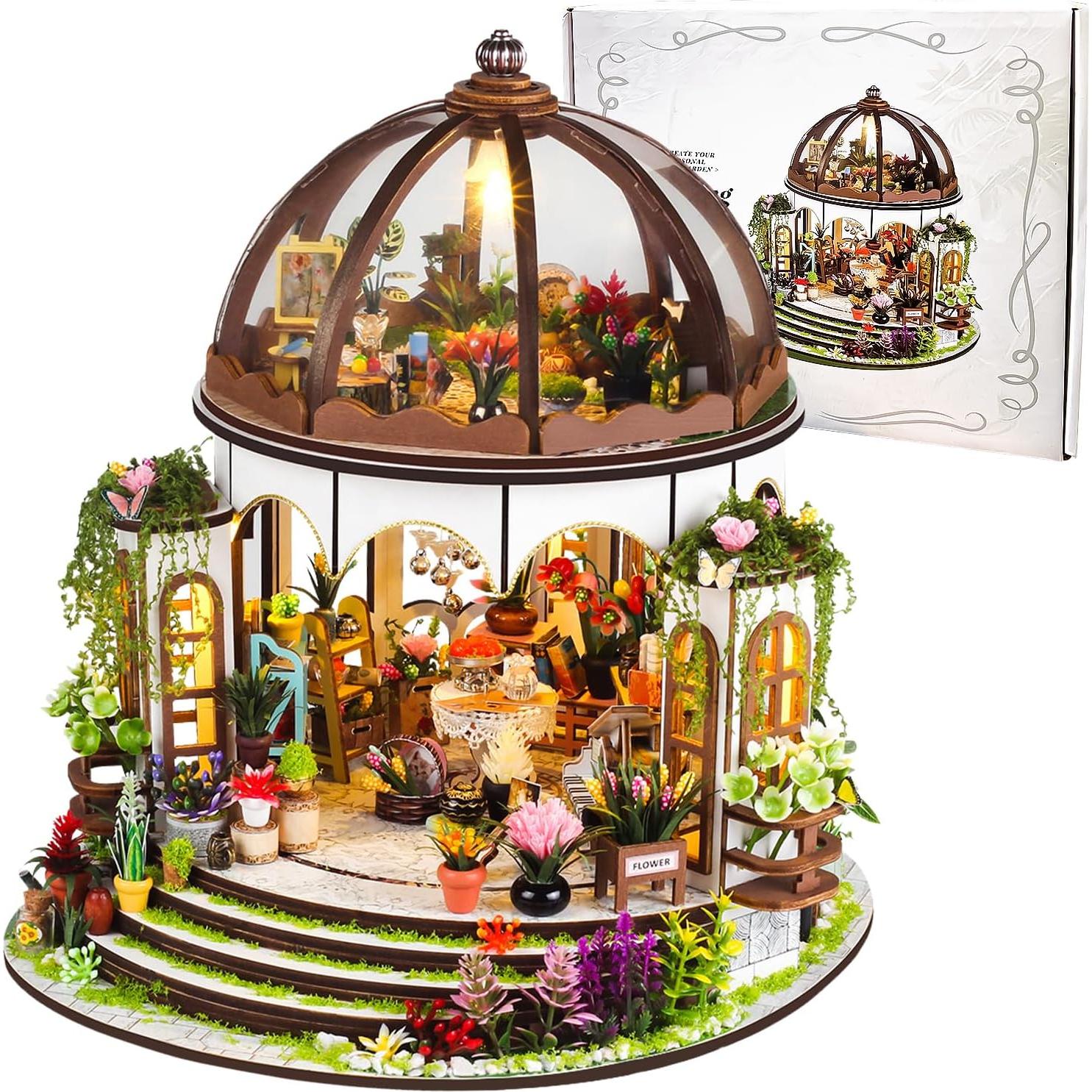 Kit Casa en Miniatura DIY Taimimy Invernadero con LED 1:24