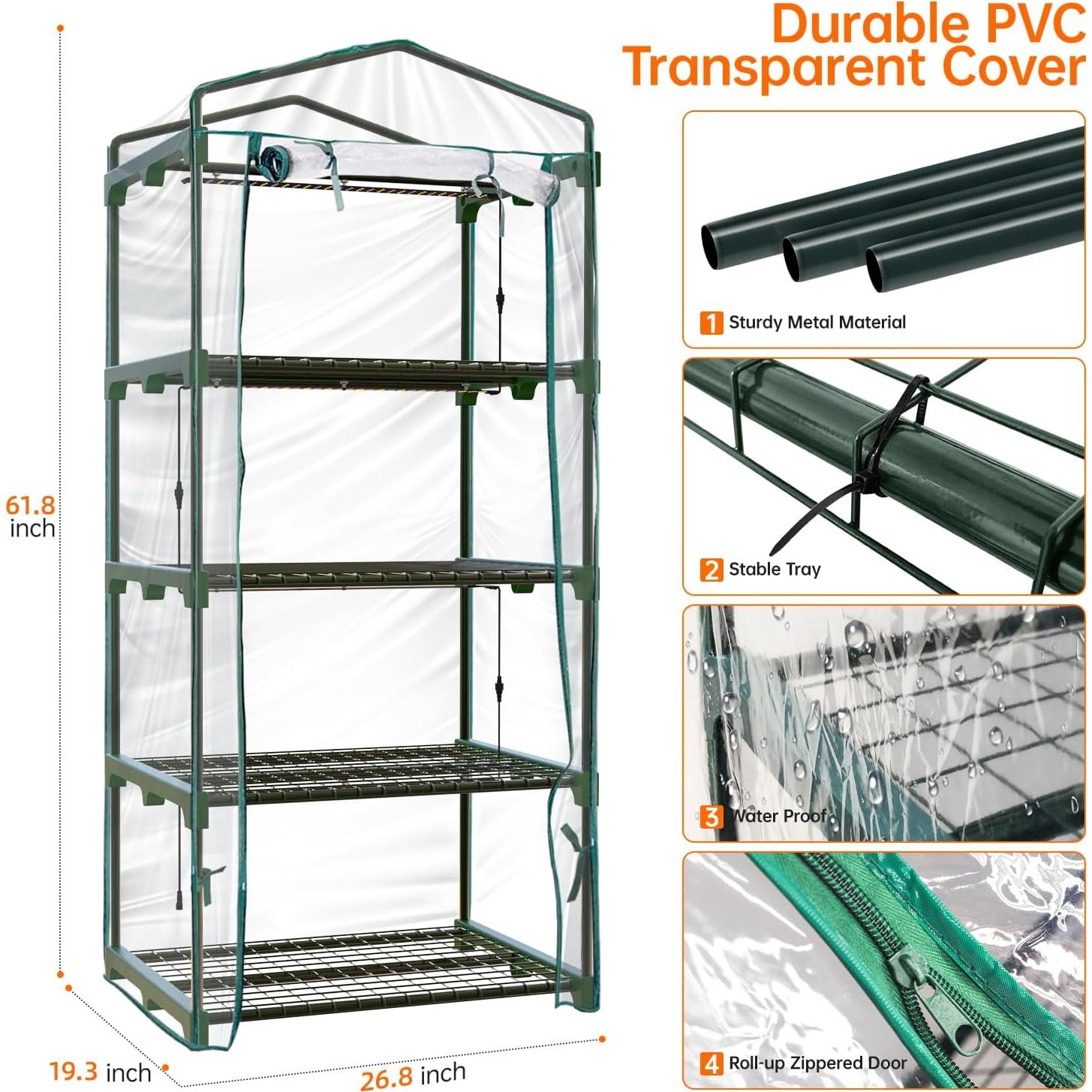 Invernadero Interior Bstrip 4 Niveles 68x49x157 cm con Luz LED