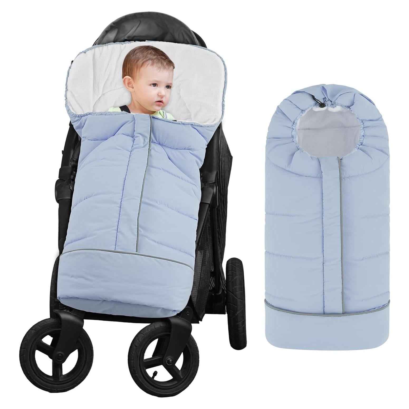 Saco de pies para cochecito Yoofoss invierno azul 104 cm