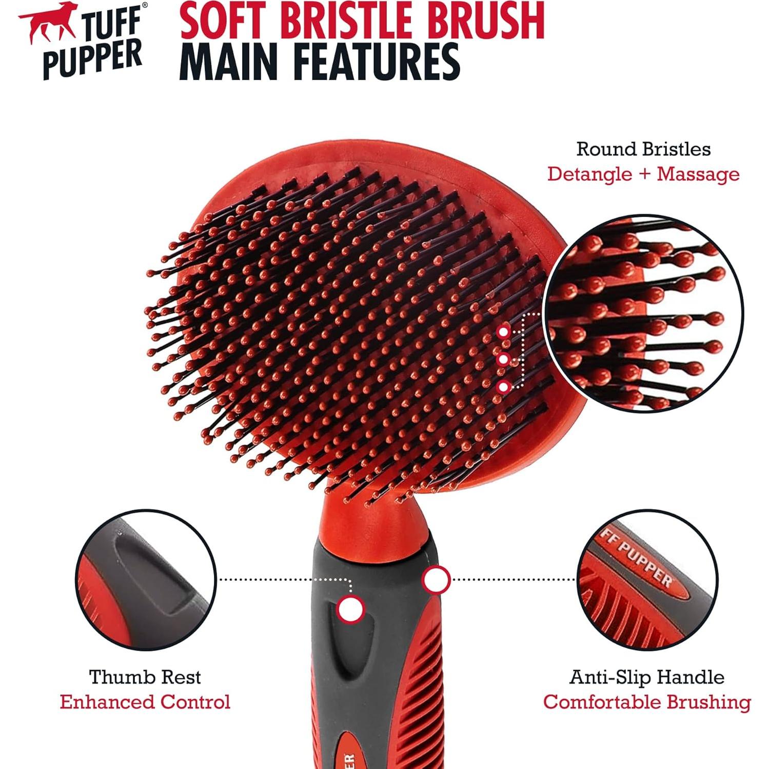 Cepillo Suave Redondo Tuff Pupper para Perros y Gatos 24.8x12.9cm