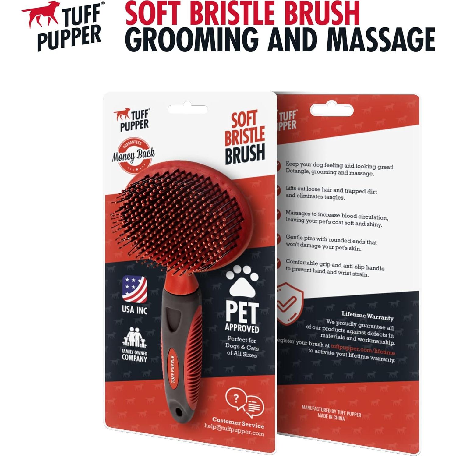 Cepillo Suave Redondo Tuff Pupper para Perros y Gatos 24.8x12.9cm