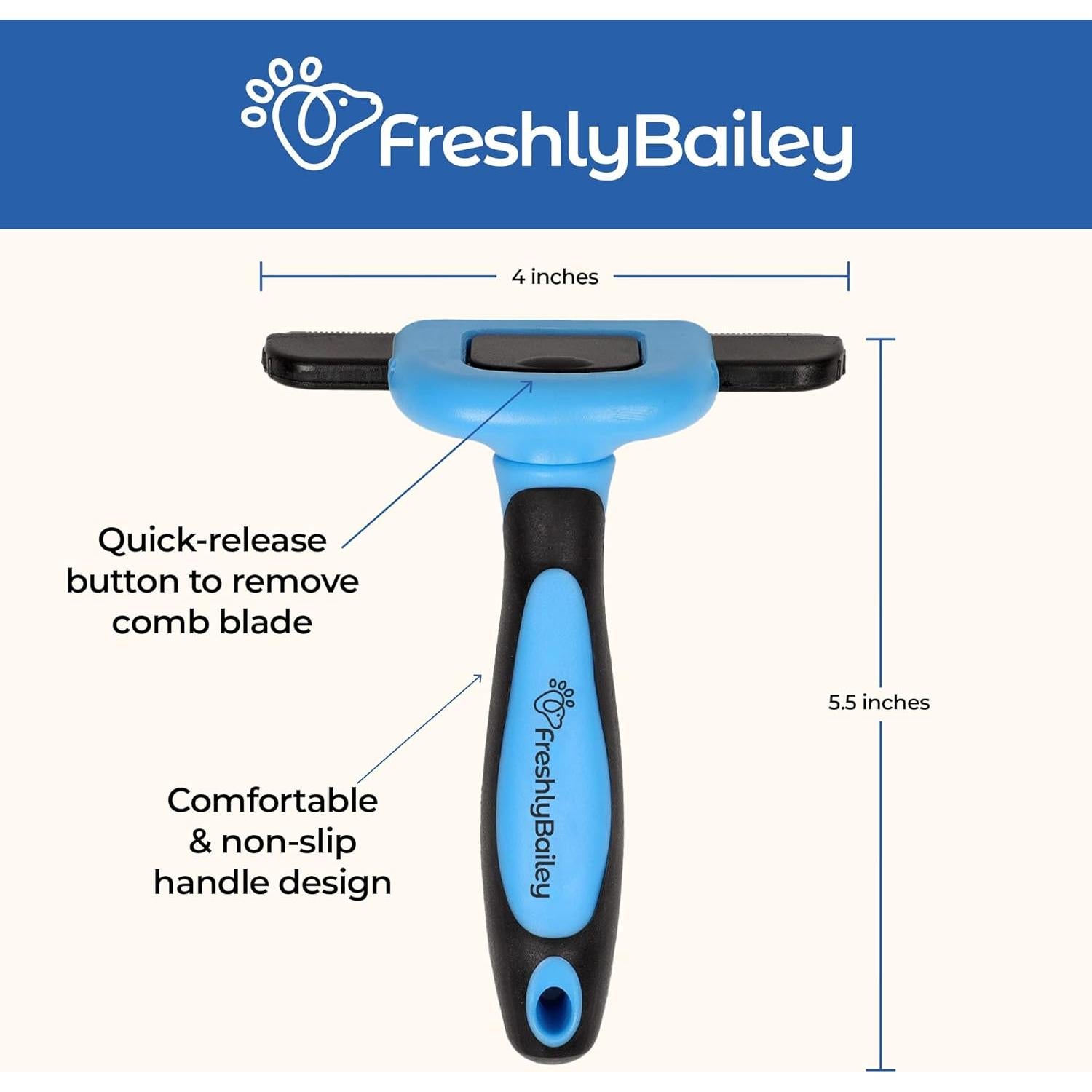 Cepillo Deshedding Freshly Bailey para Perros y Gatos Pelo Corto