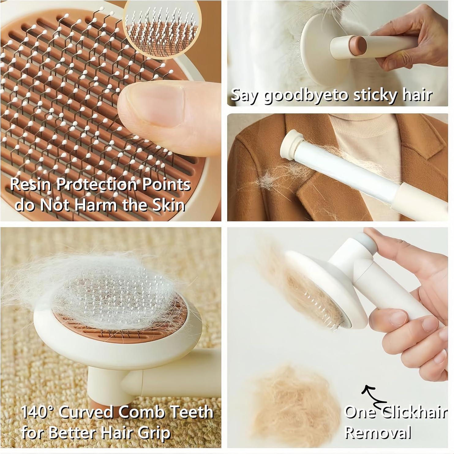 Cepillo Slicker Autolimpiante BoBow para Mascotas - Aseo Eficaz