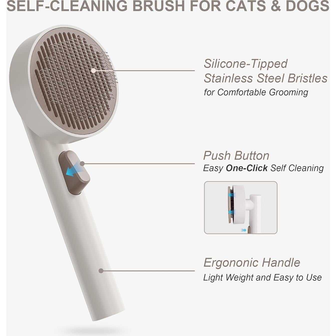 Cepillo Autolimpiante para Mascotas VOOCOO - Cerdas 140°