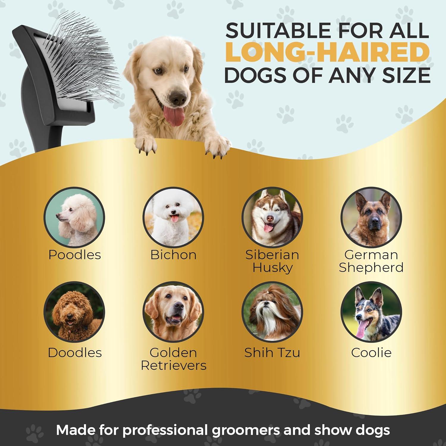 Cepillo Slicker Grande PawsltlveShine para Perros de Pelo Largo